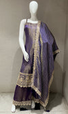 Purple Sharara Set with Golden Stripes Dupatta