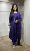 PURPLE Straight Kurta Set with Mirror Embroidery
