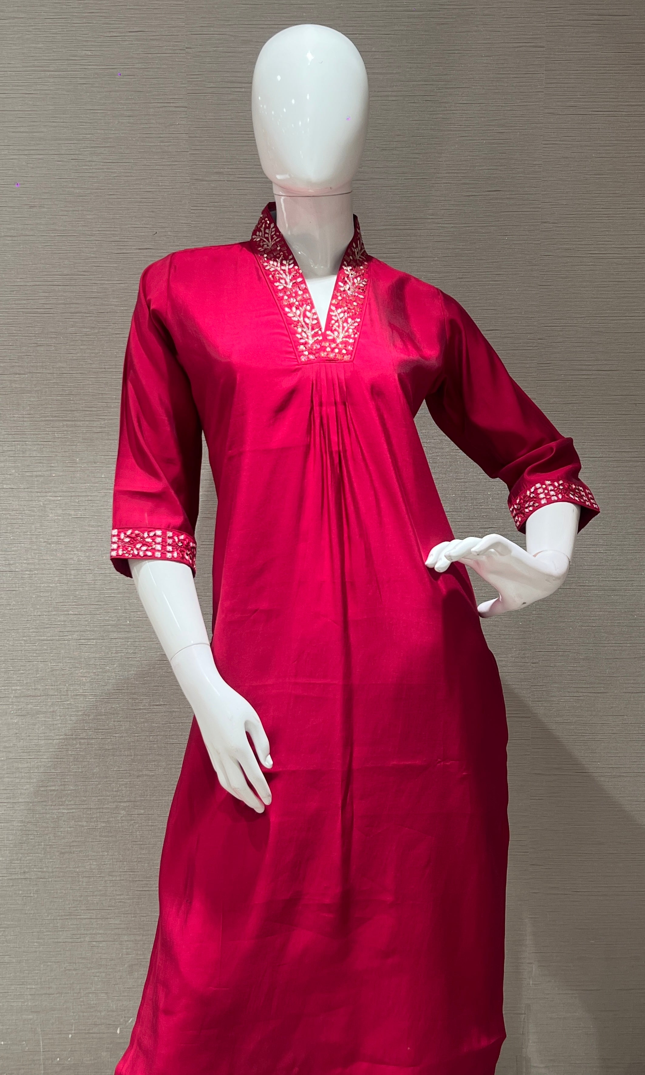 Rani Pink Kurta Set with Gold Dupatta