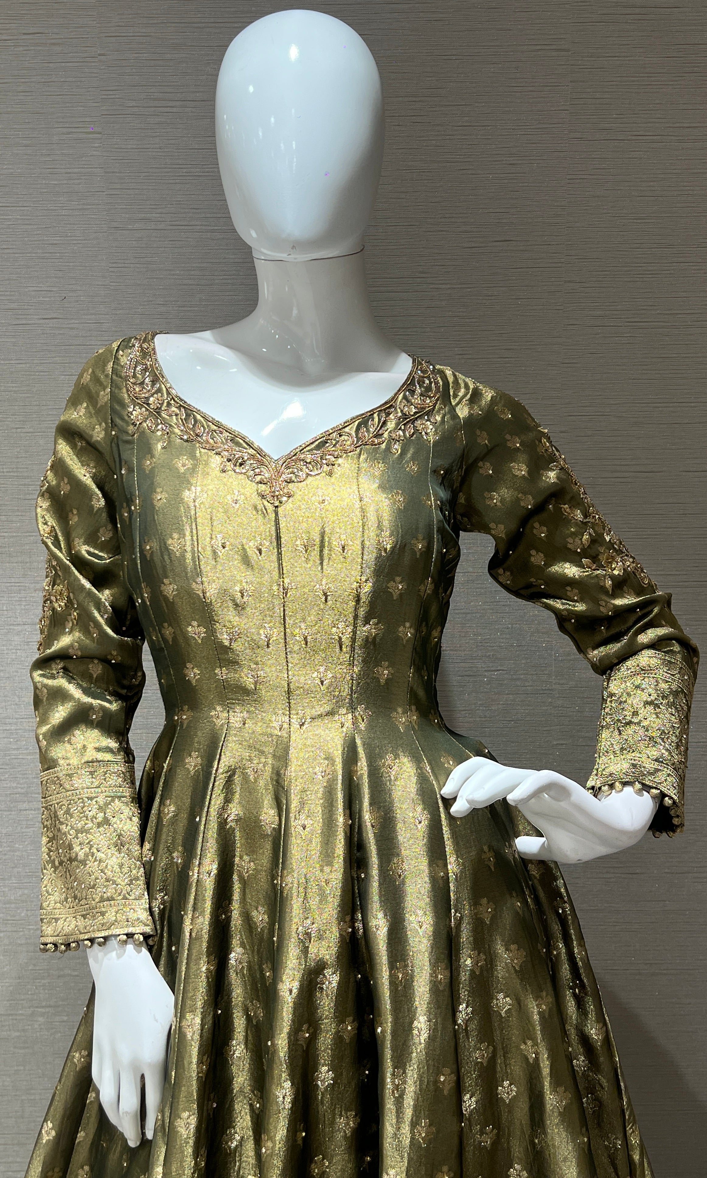Green Anarkali kurta set with palazzo pants