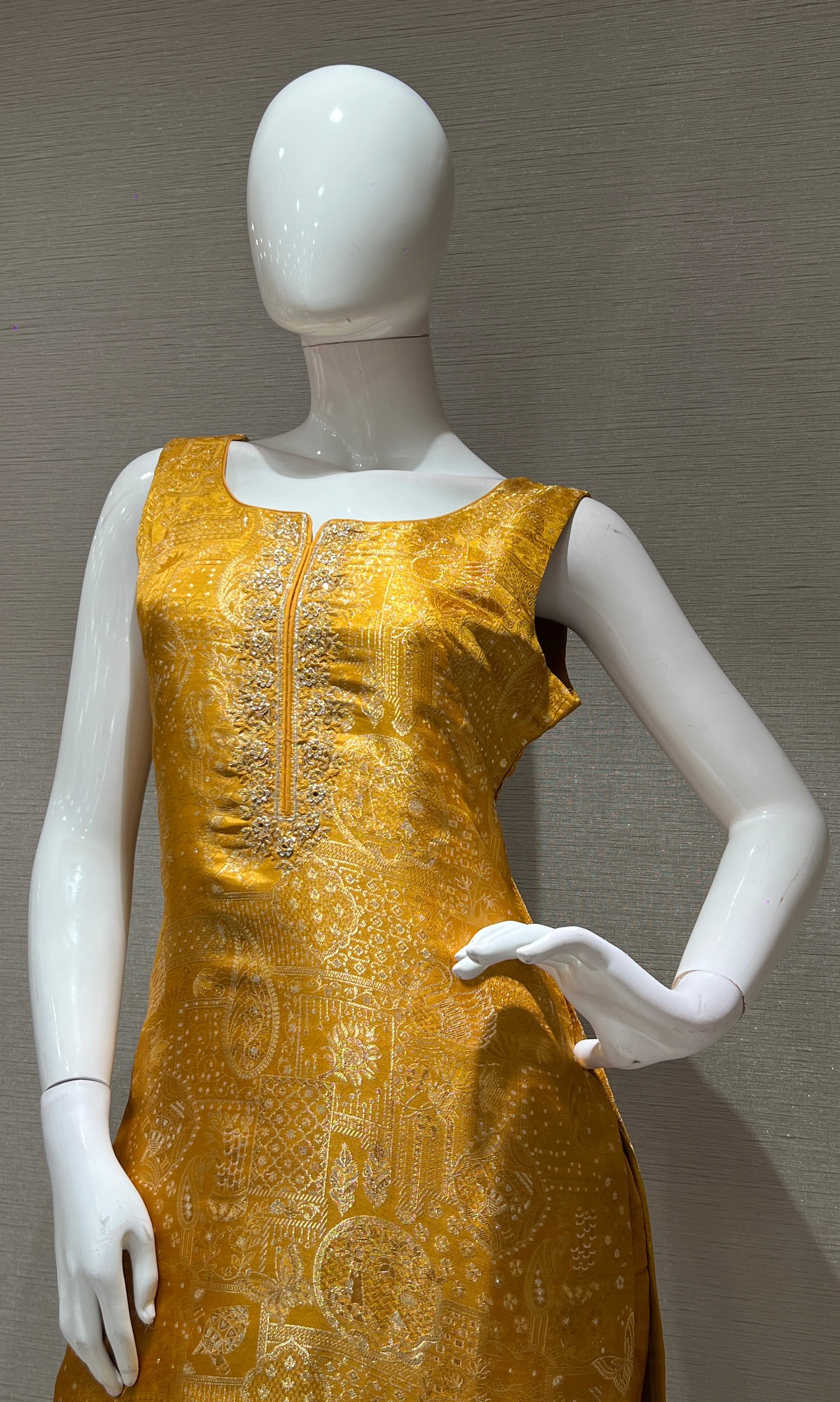 Mustard yellow EMBROIDERED Kurti Set
