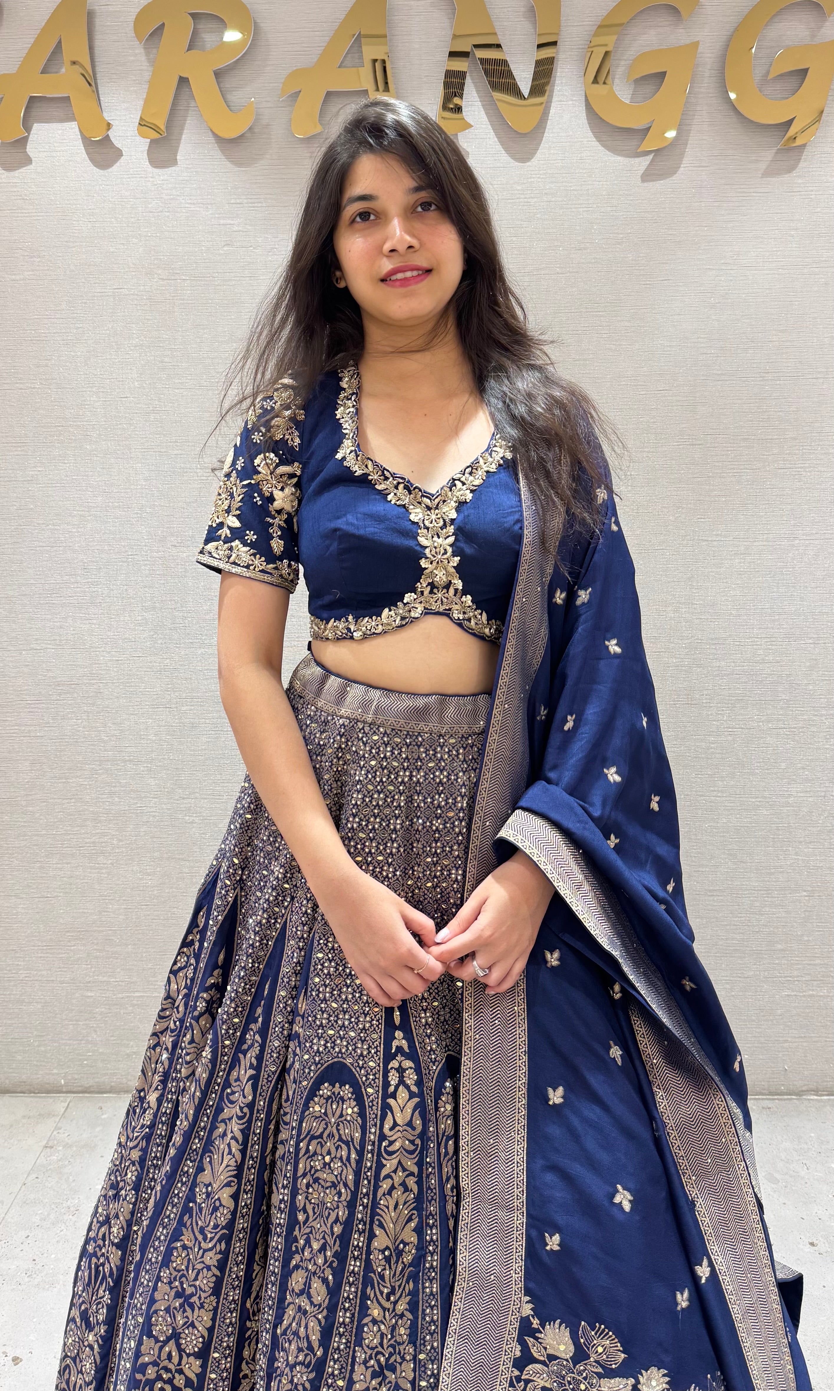 Navy blue GOLDEN ETHNIC LEHENGA
