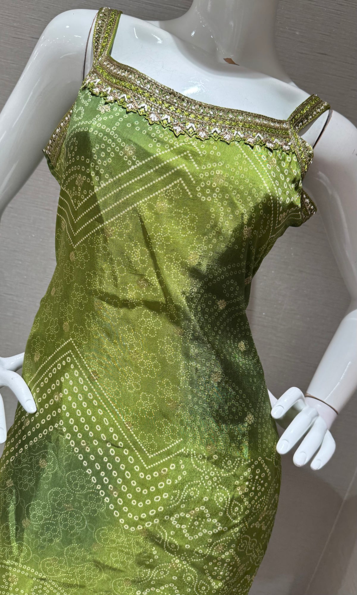 Olive Green Banarasi Silk kurta set with dupatta