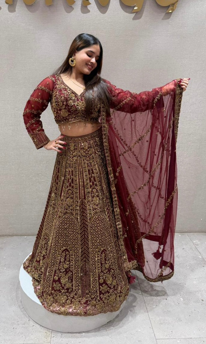 Deep red Lehenga