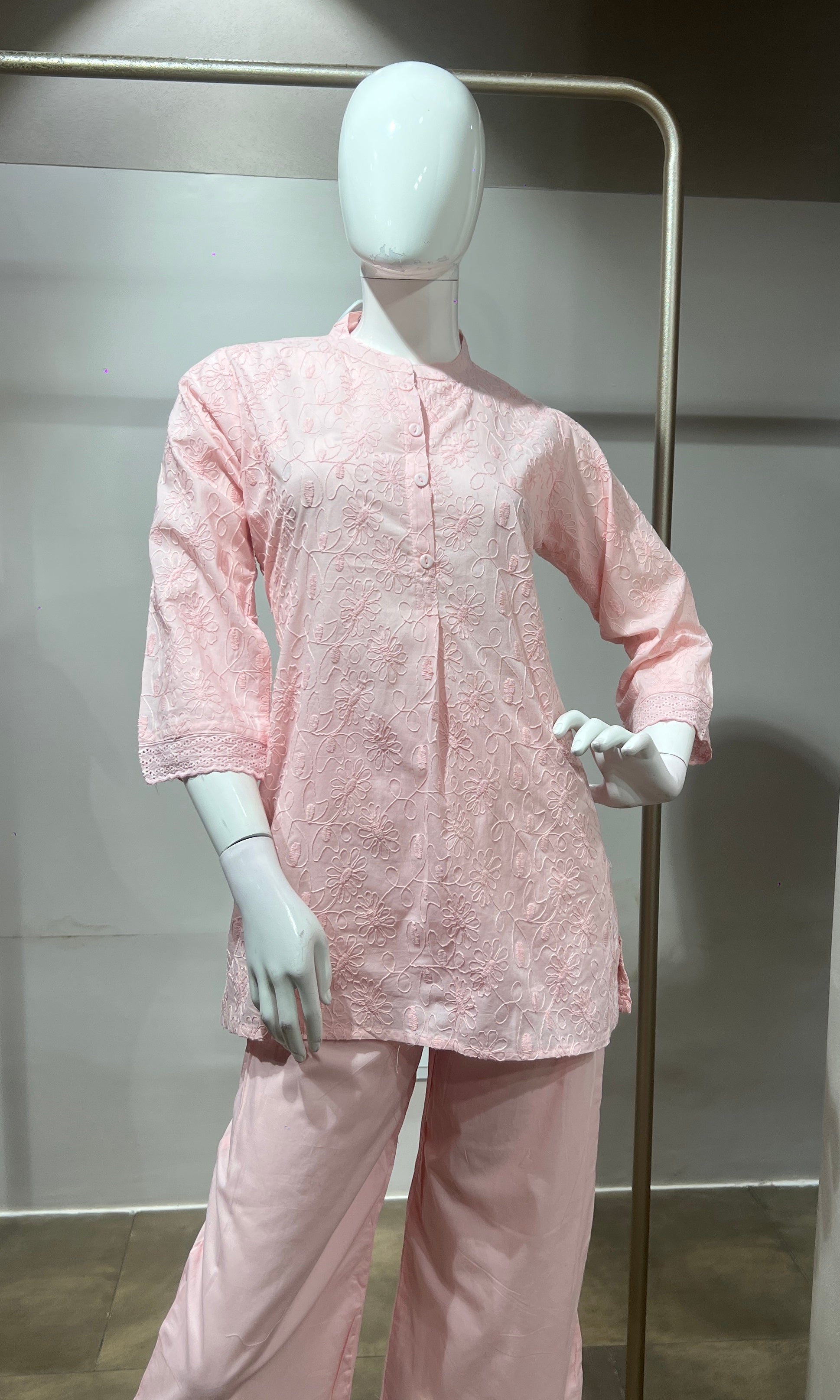 Baby pink Cotton Ethnic Co-ord Set