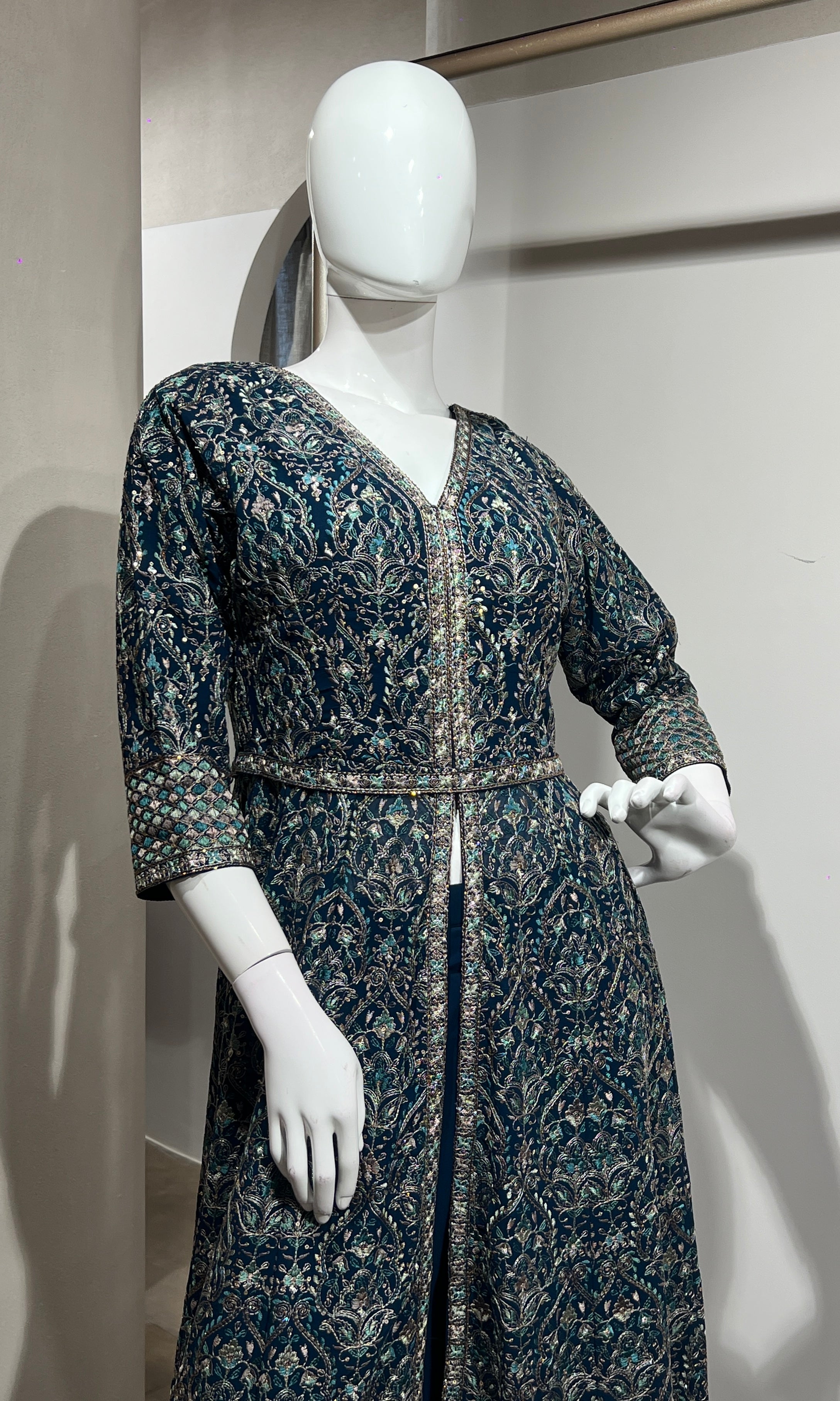 PEACOCK Blue FRONT SLIT ANARKALI SET
