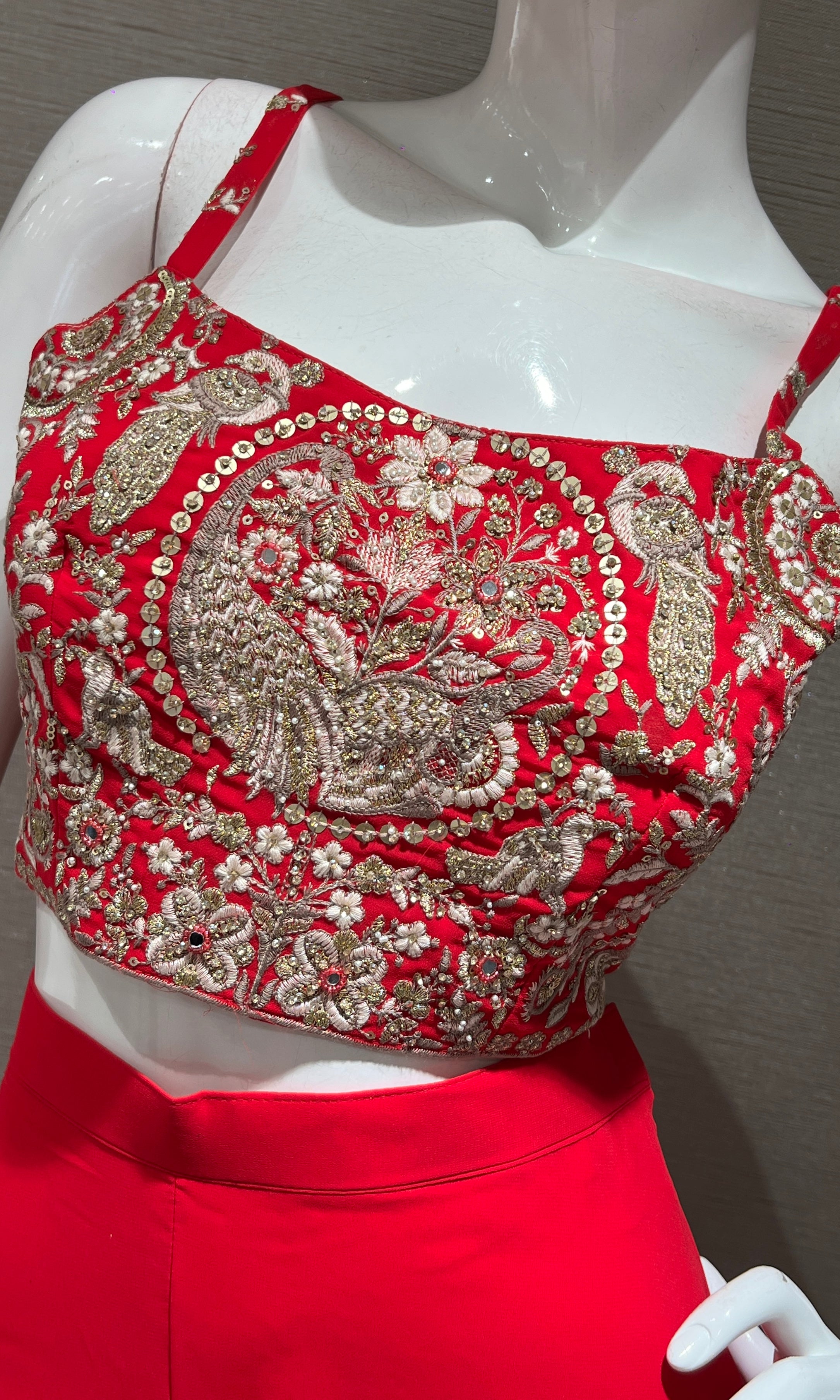 RANI PINK embroidered short BLOUSE SHARARA SET