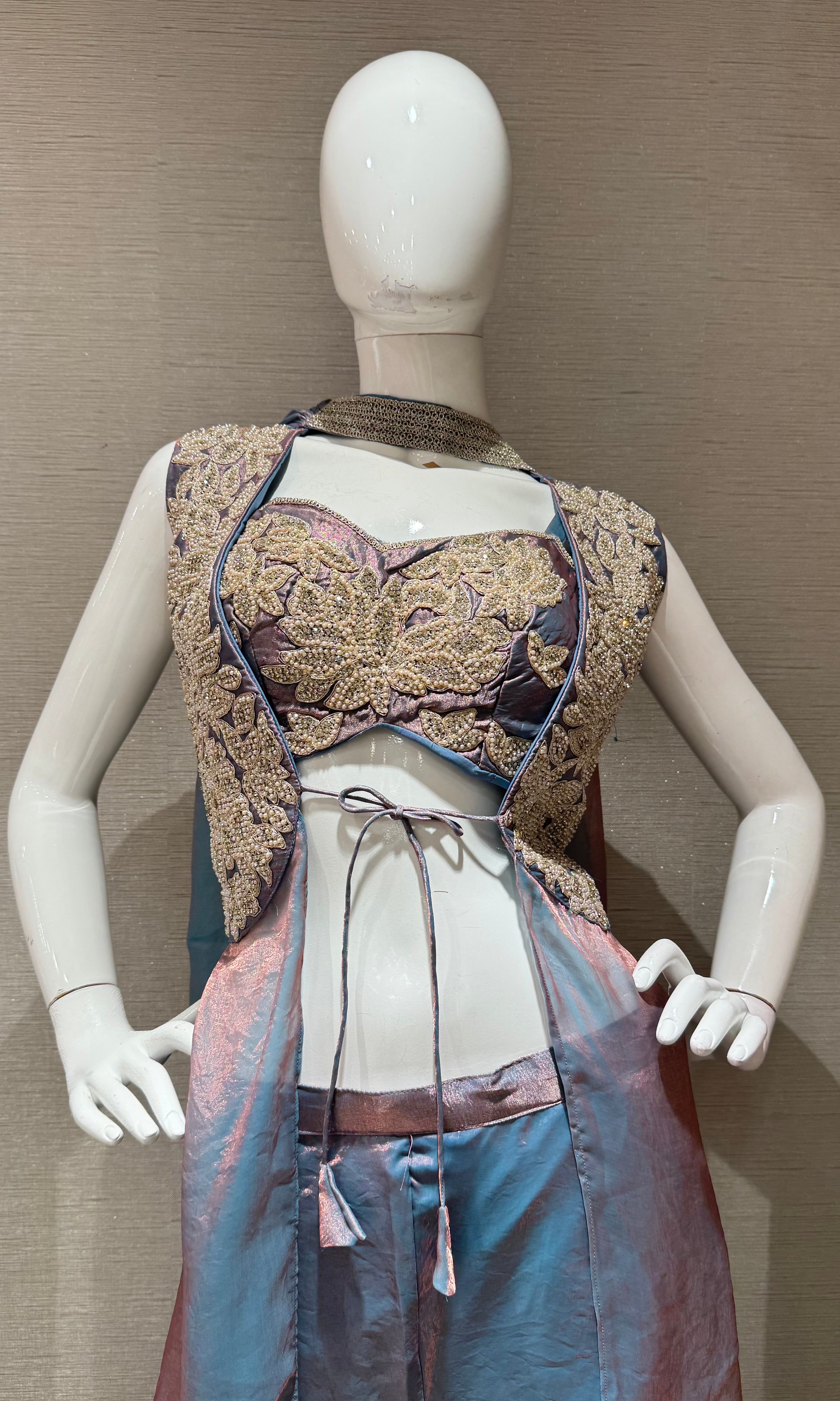 Lavander Embellished Crop Top & Palazzo Set