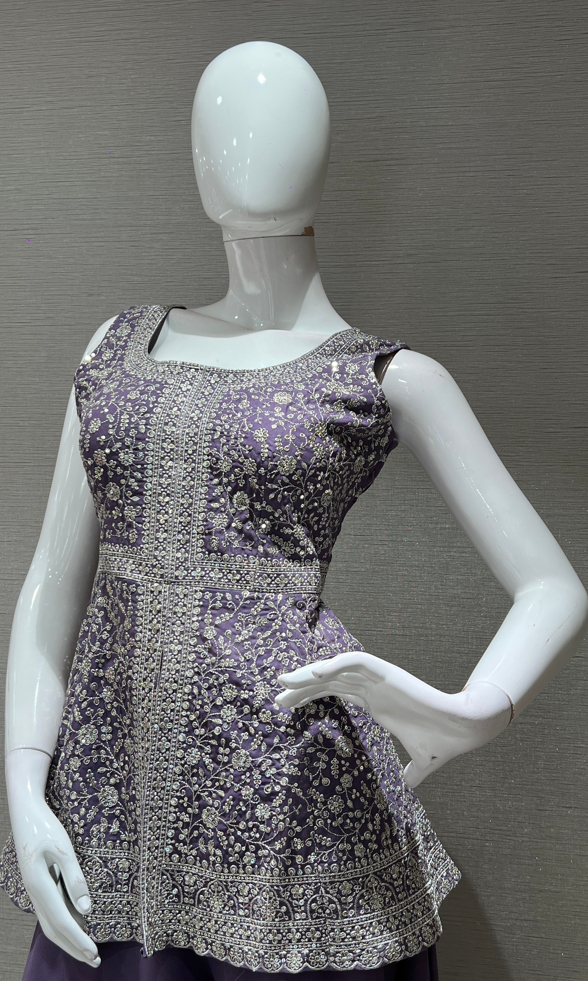 Purple EMBROIDERED PEPLUM PALAZZO