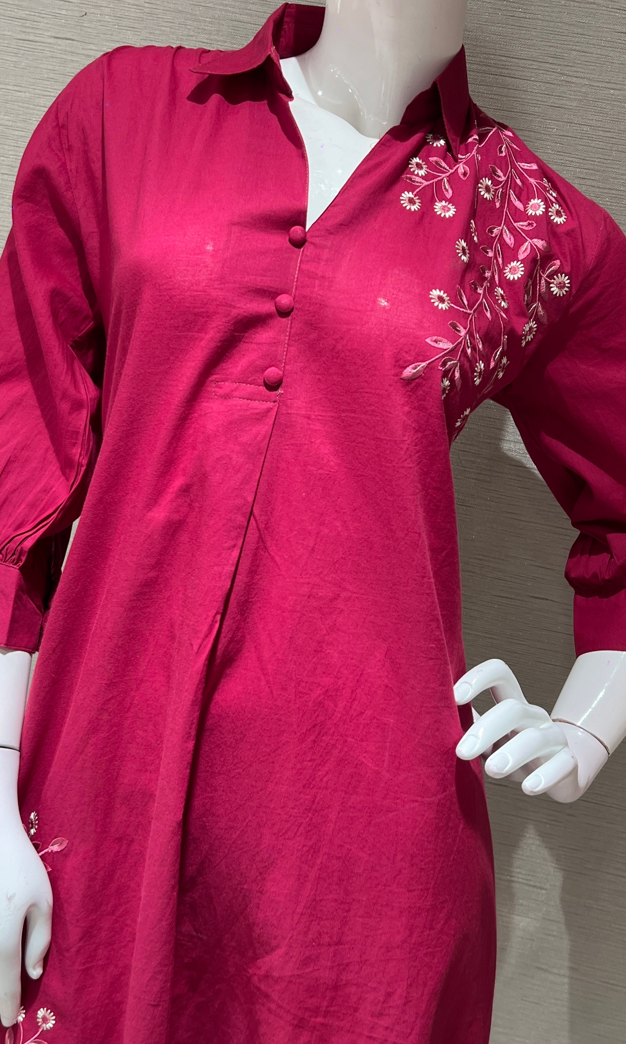 Pink FLORAL RUFFLE KURTI TOP