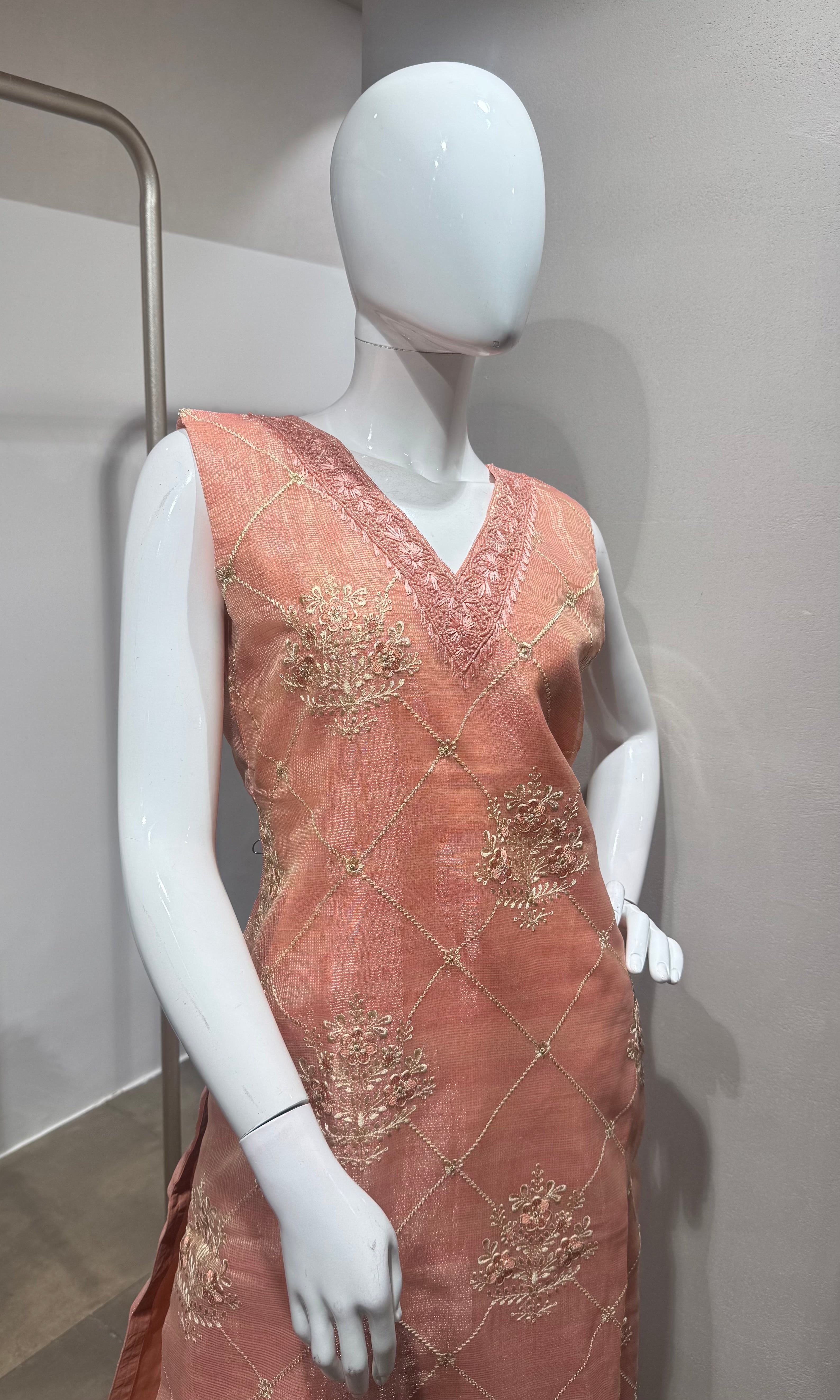 light pink embroidered kurta set