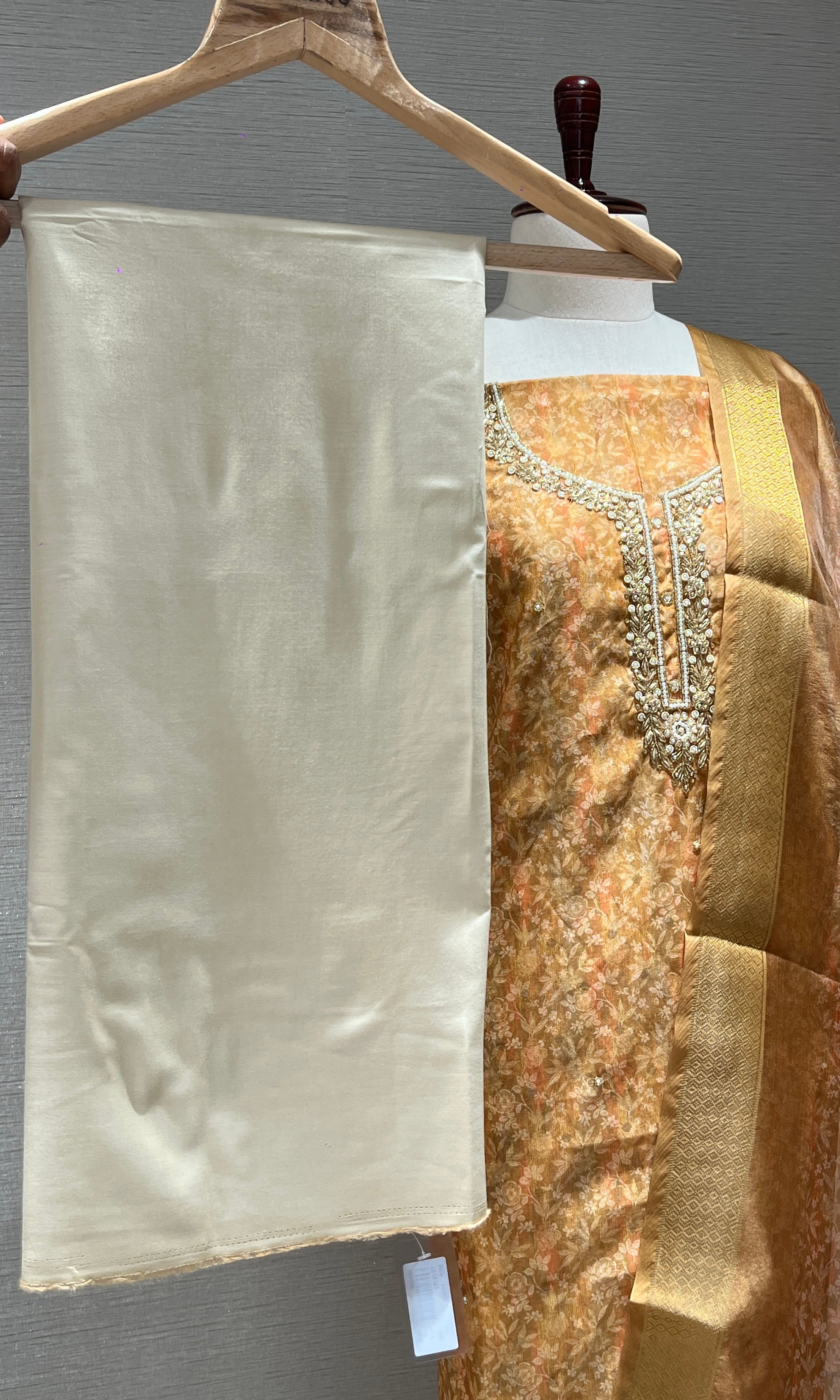 Yellow and golden dress material