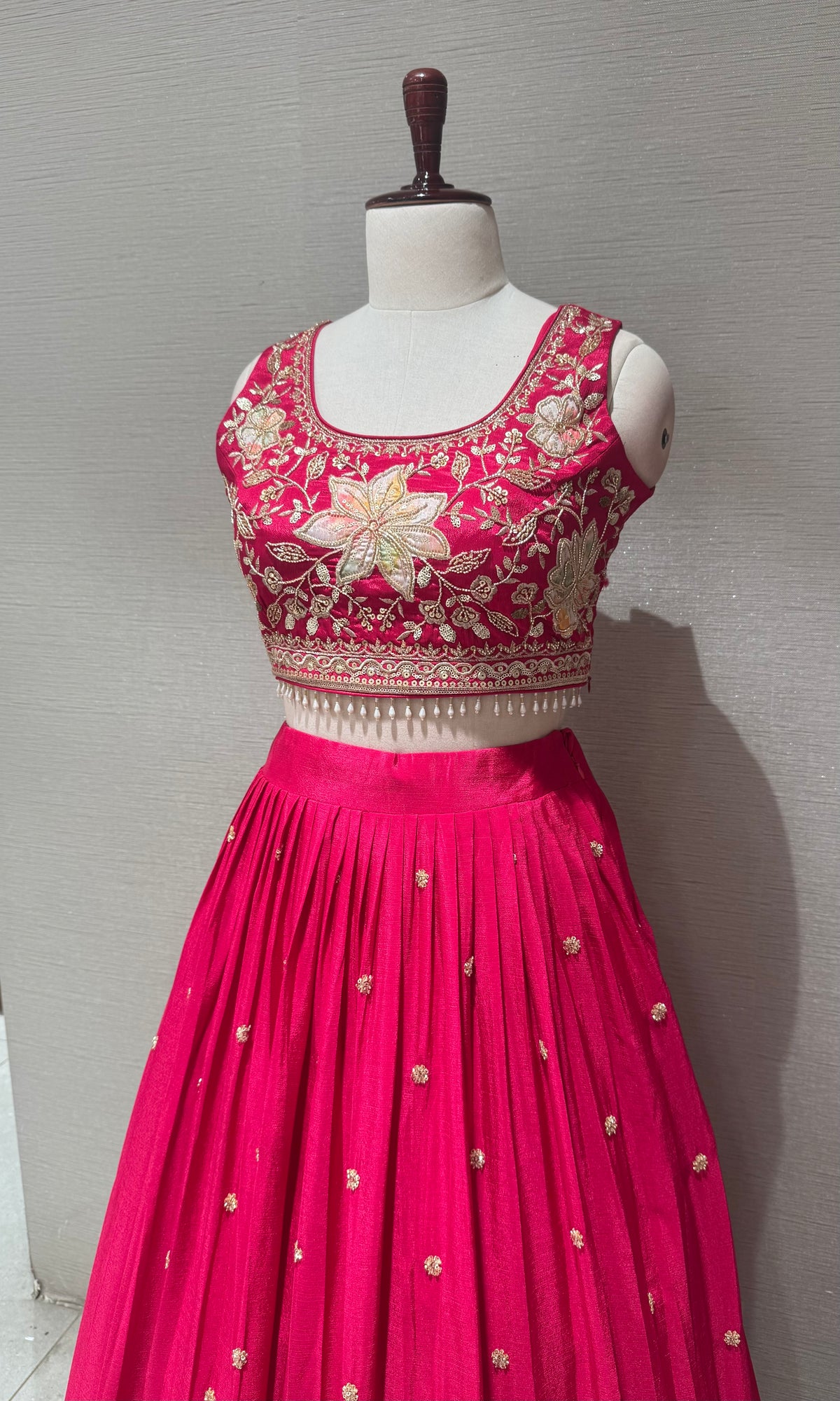 Rani tissue silk Floral Embroidered Lehenga Set