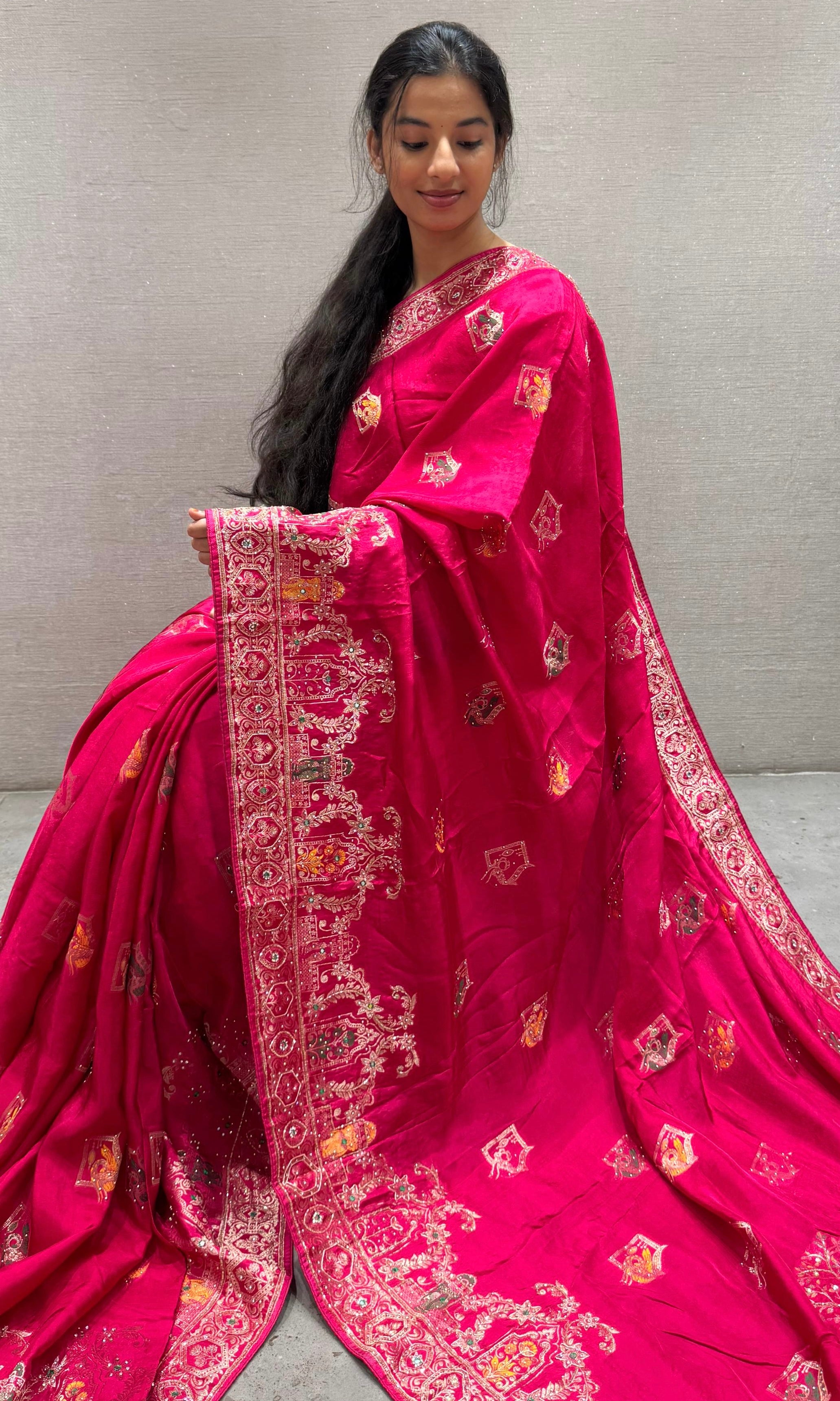 Pink Banarasi saree
