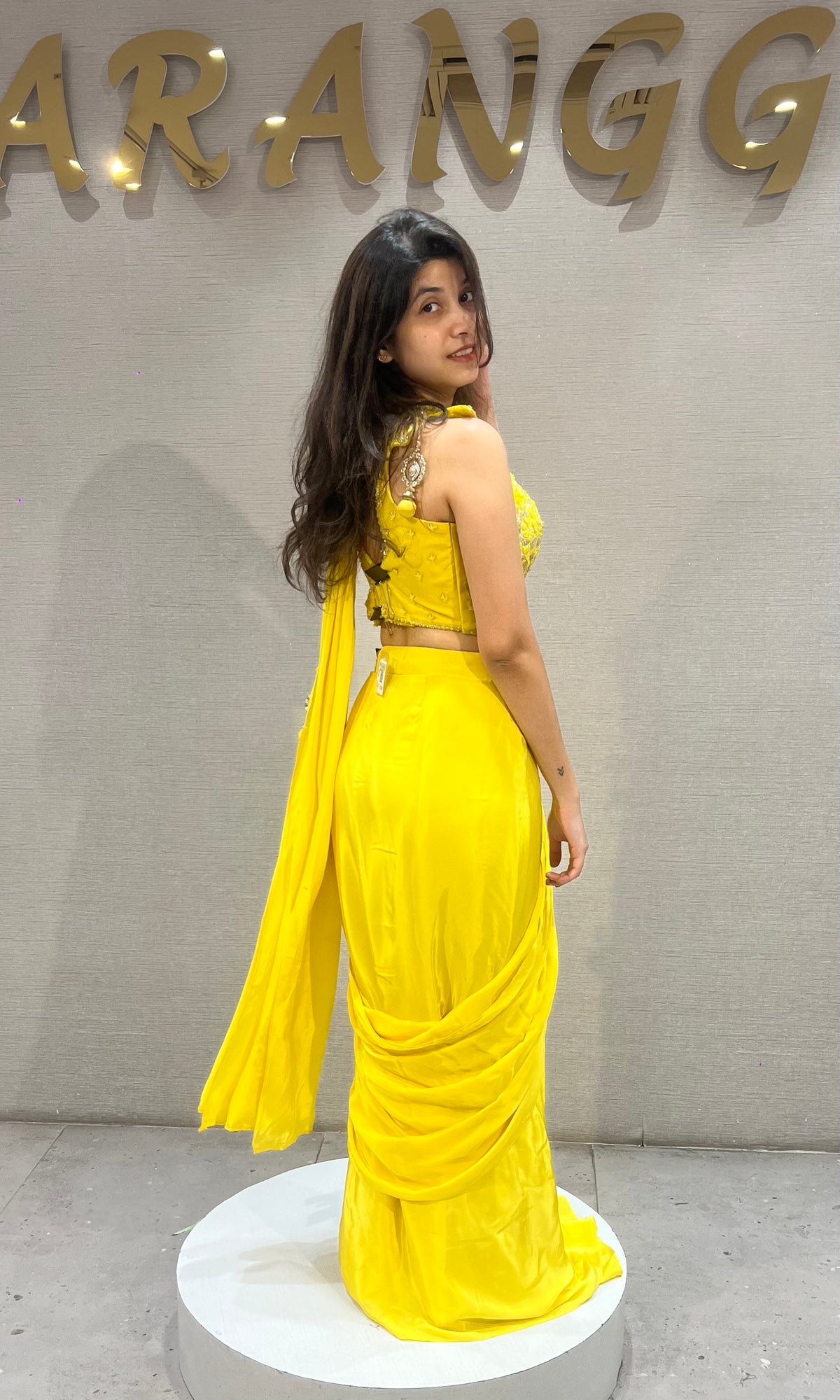 Bright Yellow Silk Saree with Embellished Blouse
