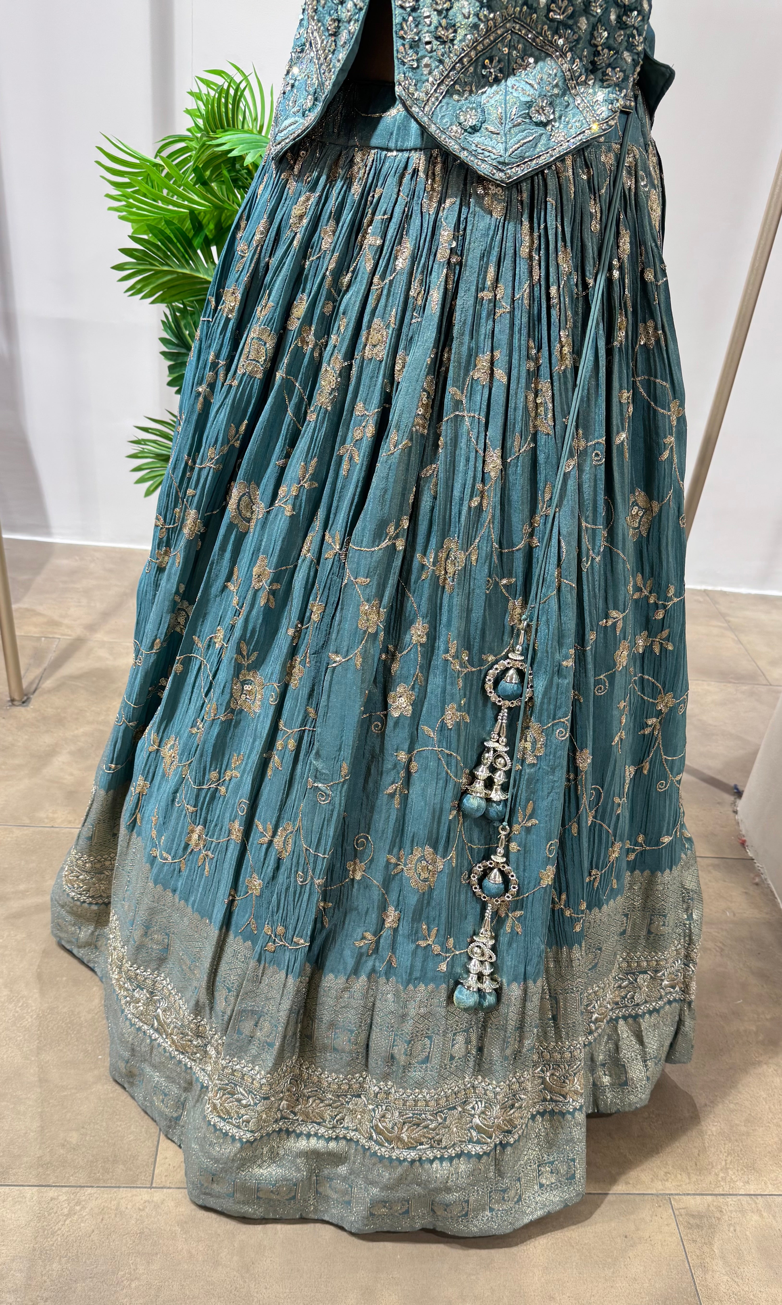 Sea Green GOLDEN EMBROIDERD LEHENGA SET