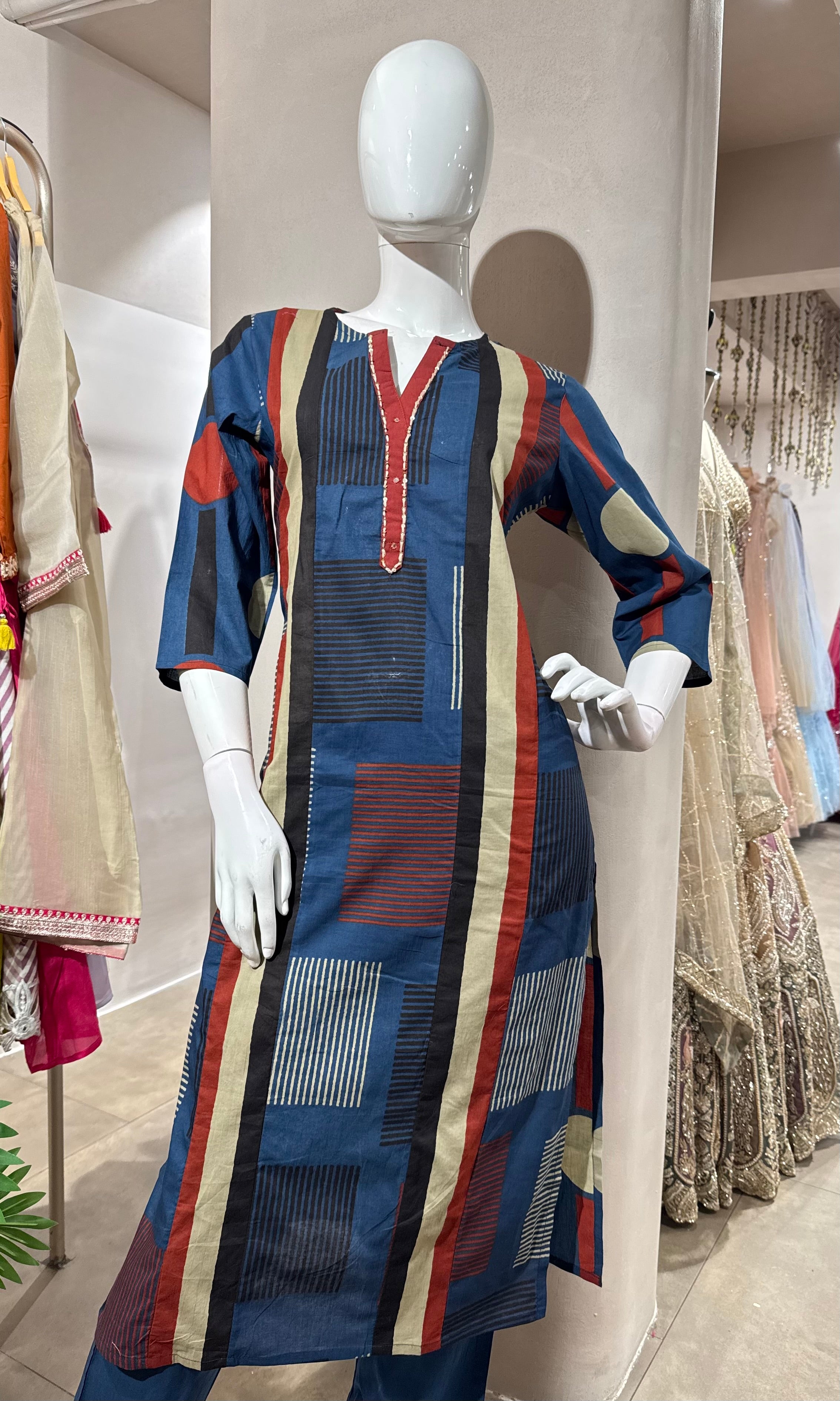 BLUE PRINTED KURTA SET