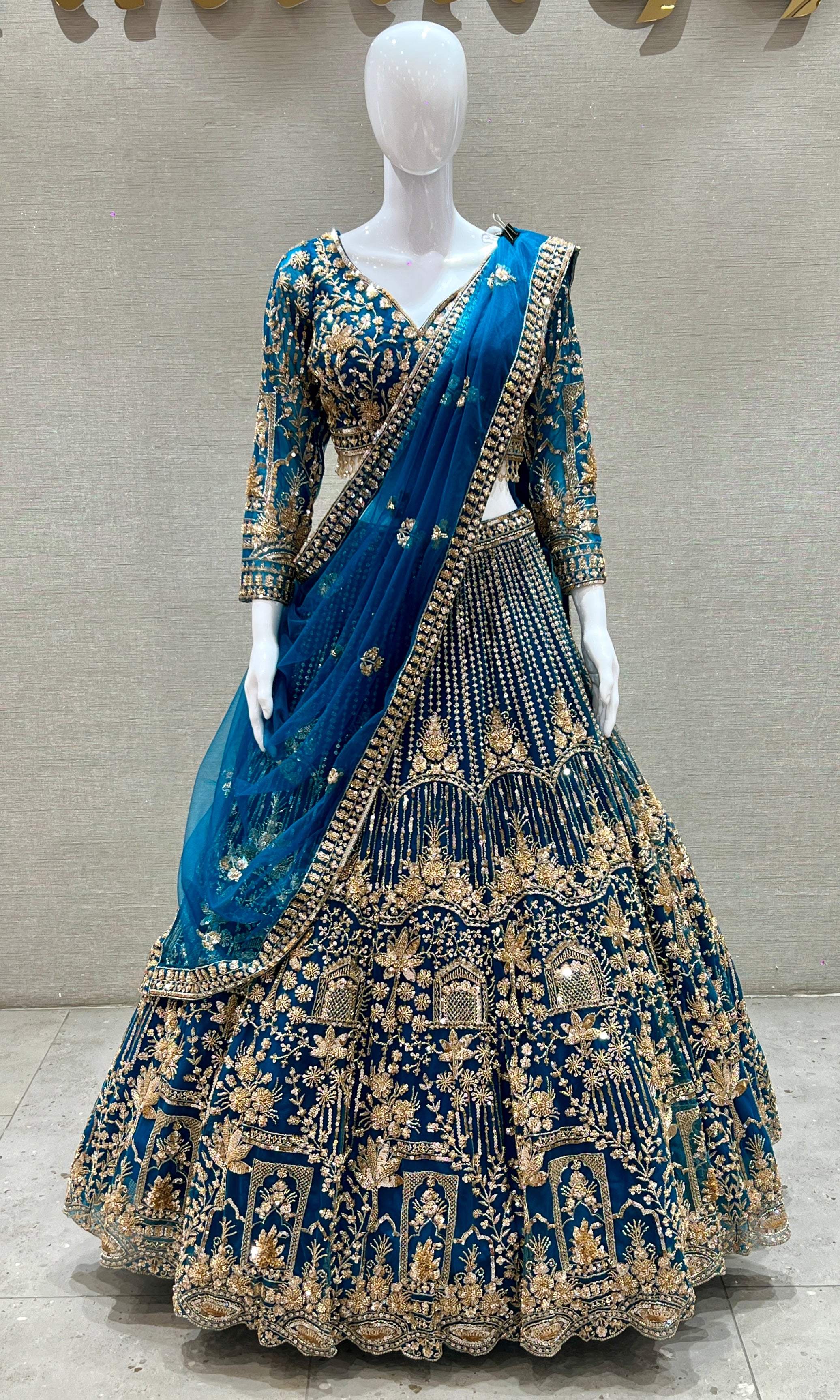 Peacock blue Lehenga