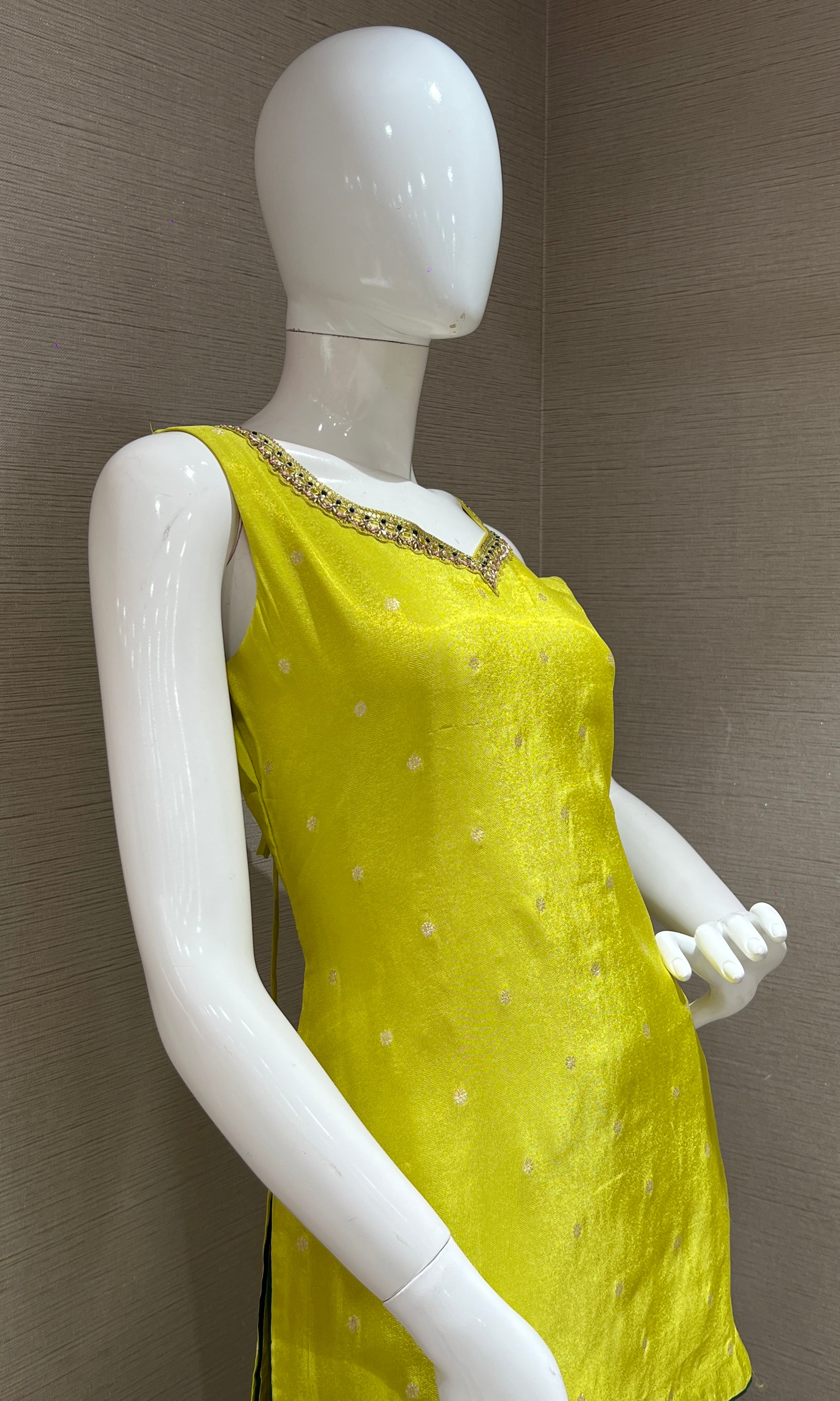 neon Green shimmer tissue palazzo set