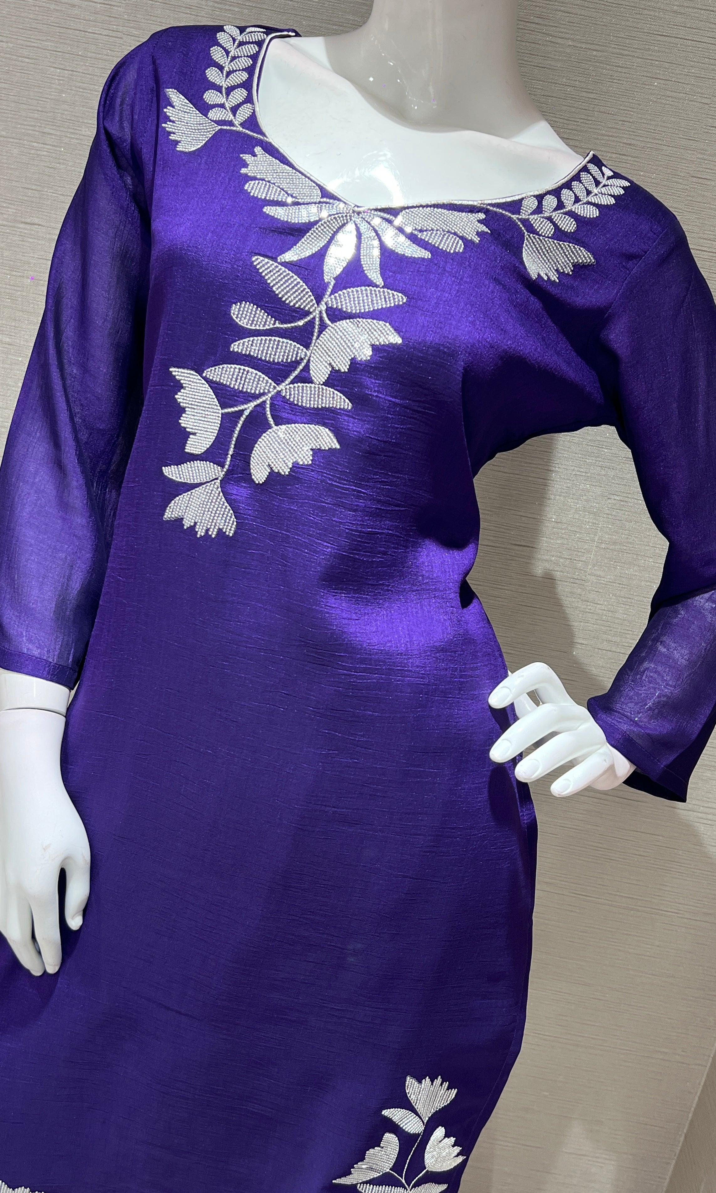 PURPLE FLORAL PRINTED KURTA SET