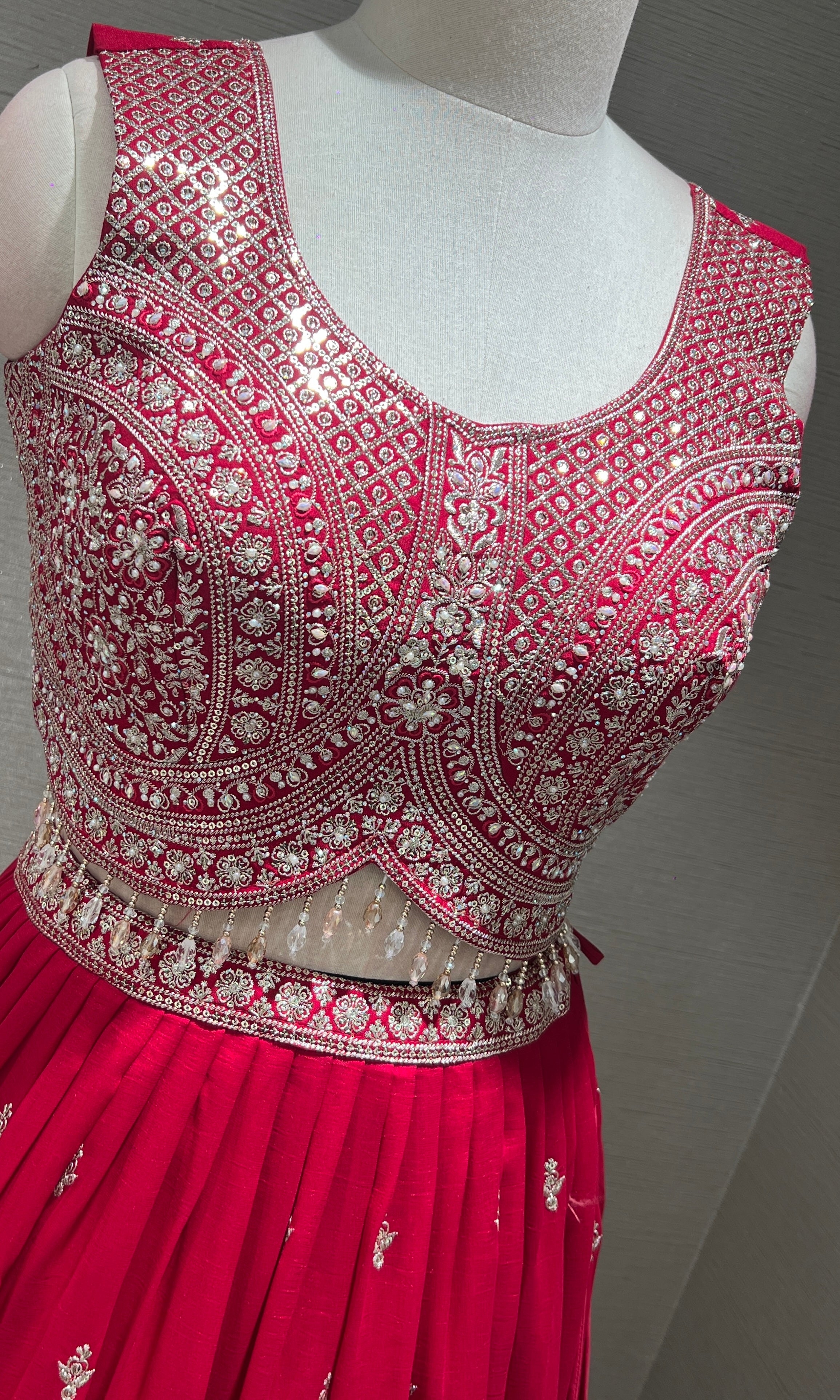 Pink Heavy Mirror Embroidered Lehenga