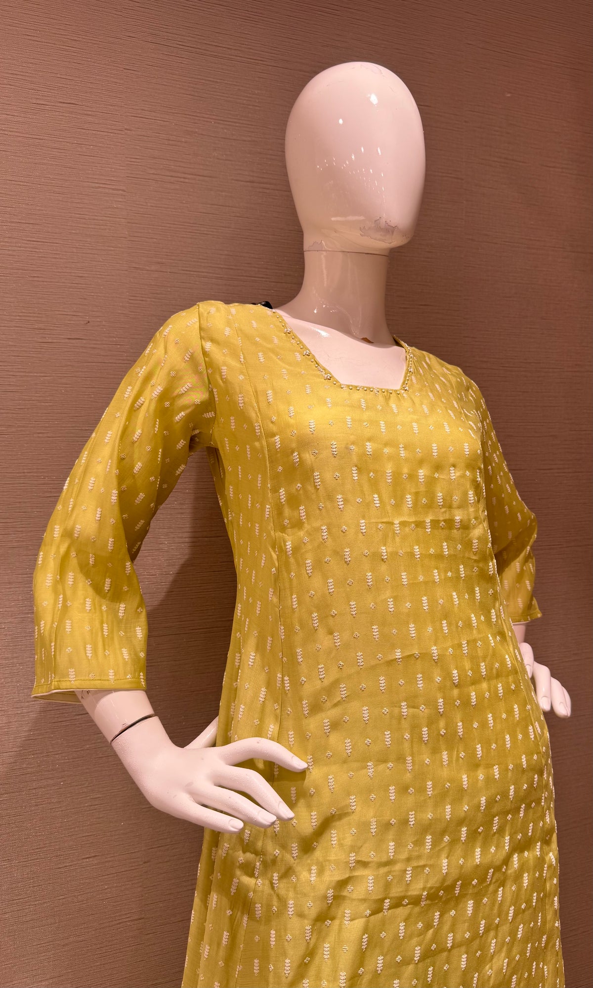 Green cotton Kurta Set with Contrast Dupatta