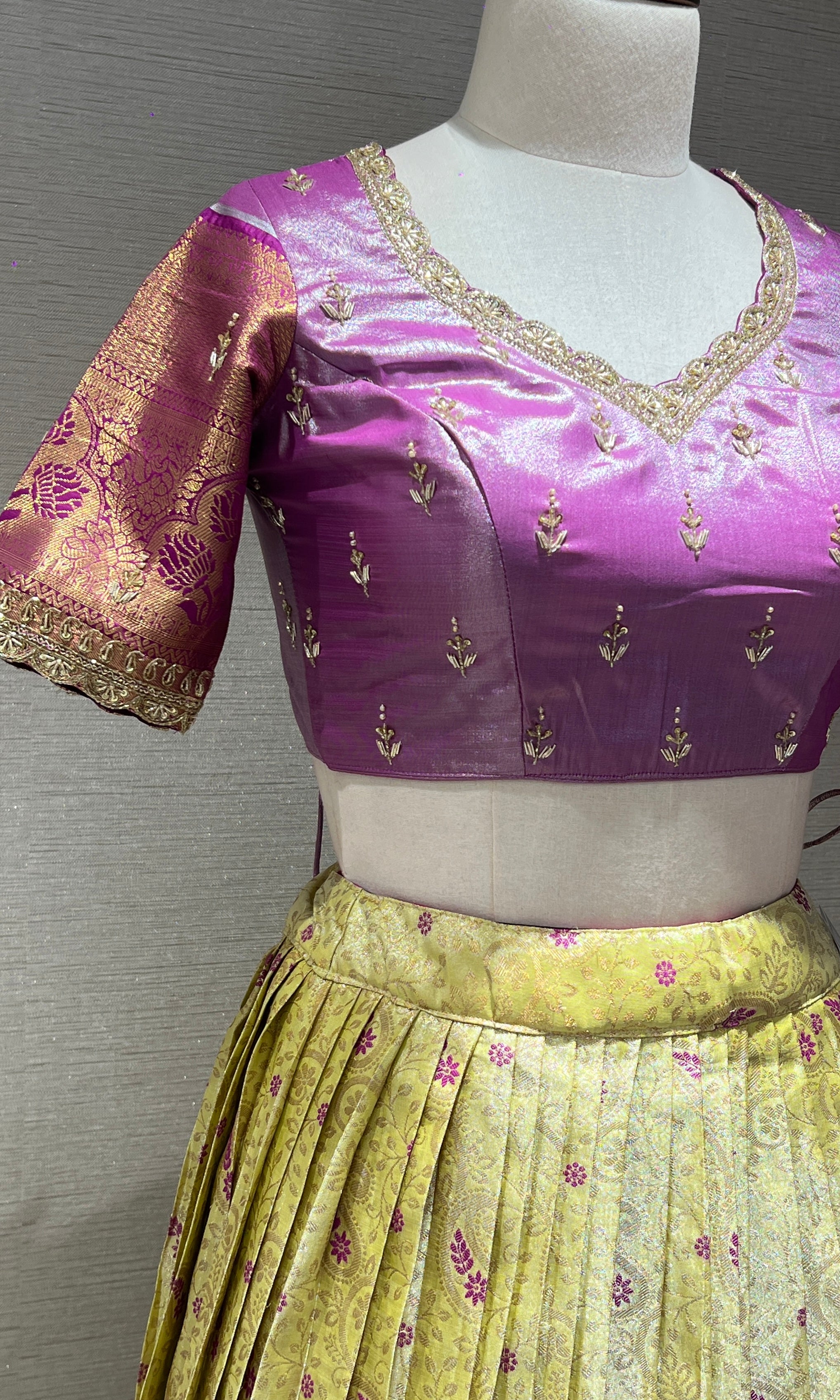 Lavender and Parrot Green Lehenga