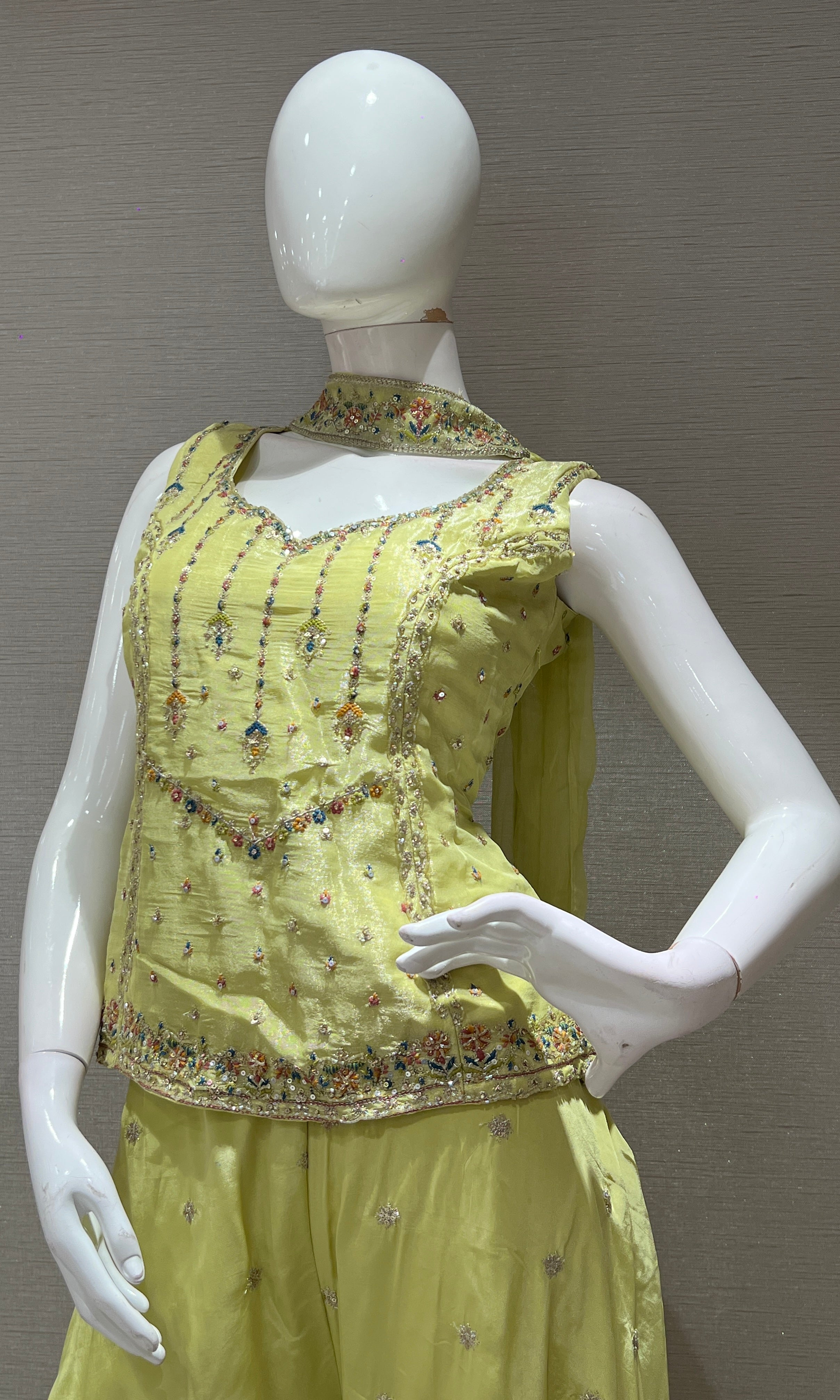 Green EMBROIDERED SHARARA SET