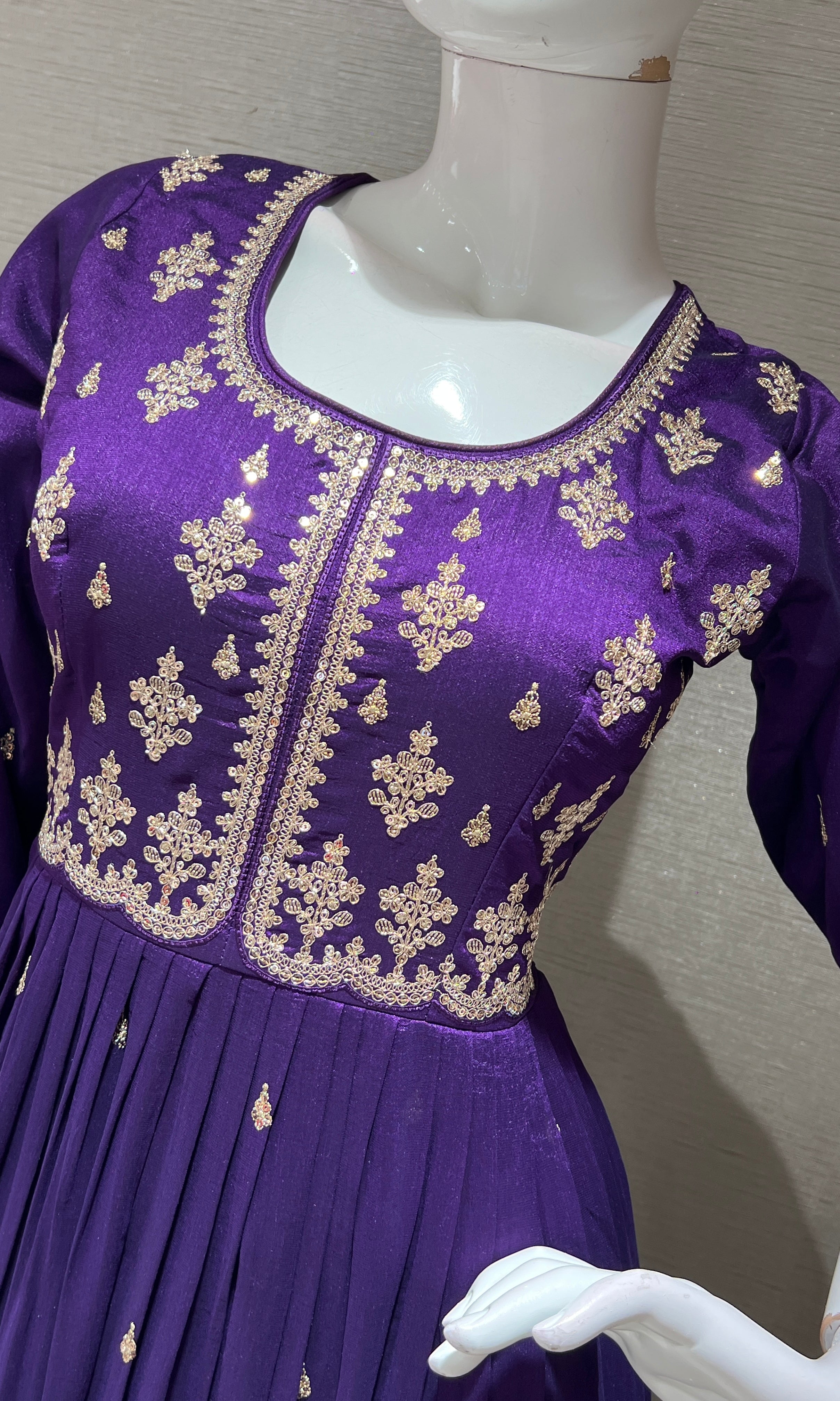 Purple EMBROIDERED ANARKALI LONG DRESS