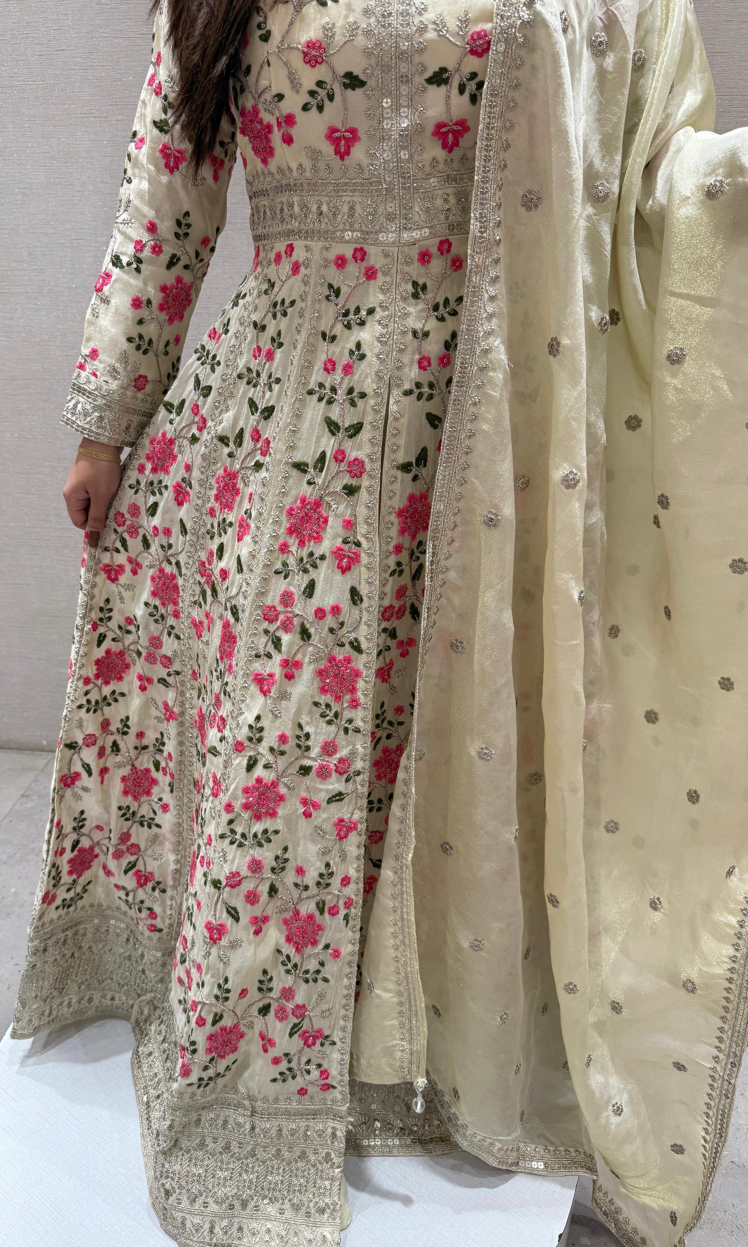 Pink and cream Anarkali