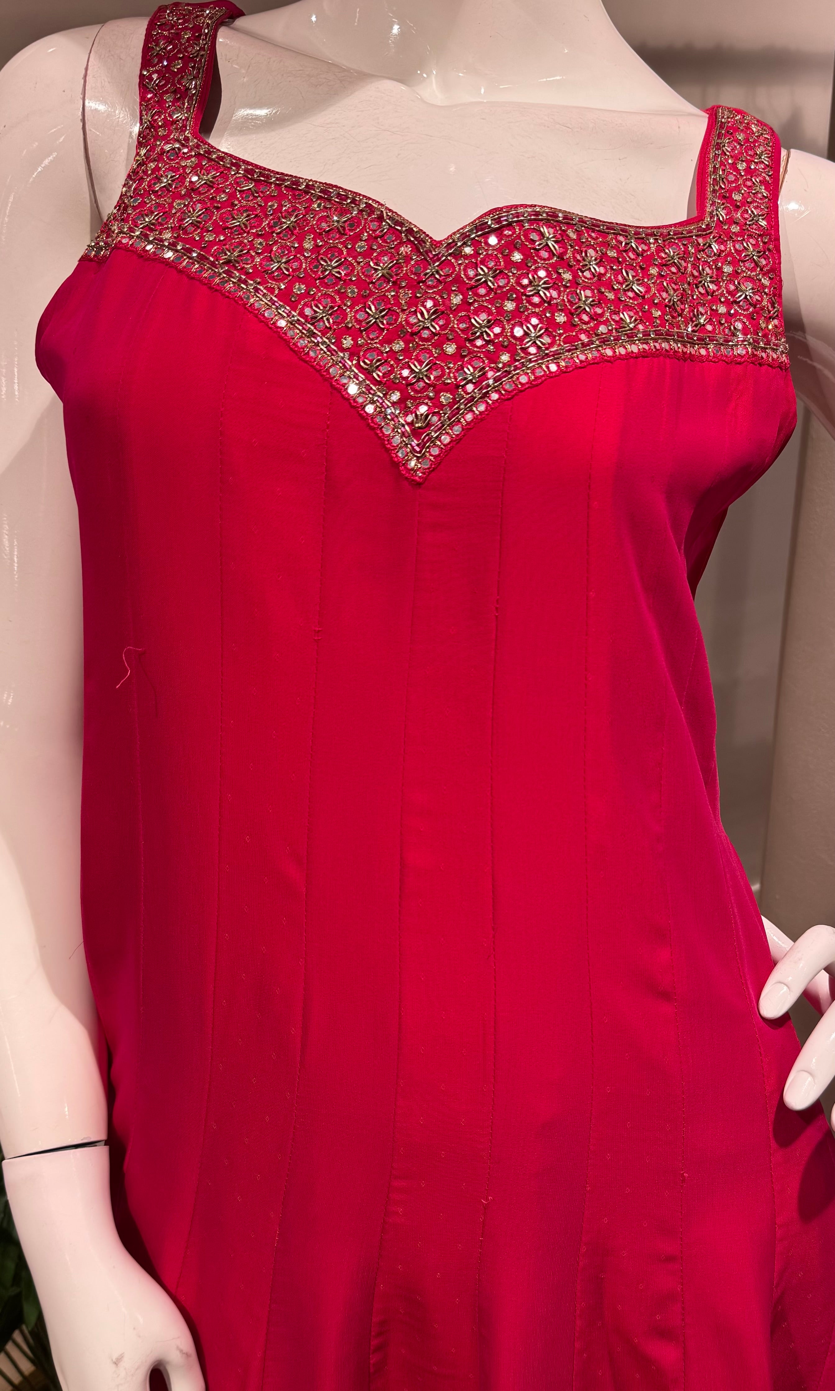 Rani Pink Anarkali SET with Zari Dupatta