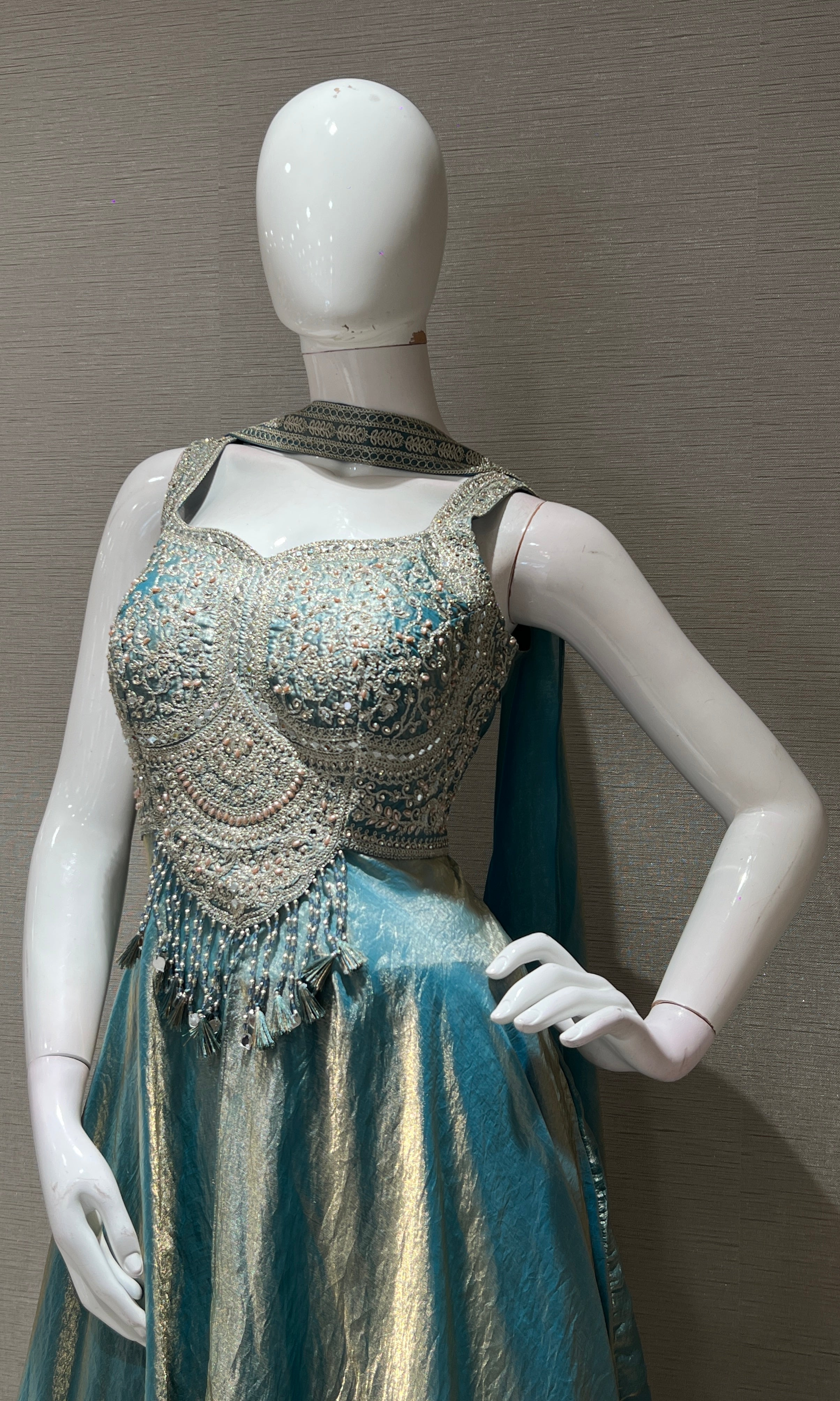 Light blue ANARKALI WITH PALAZZO PANTS