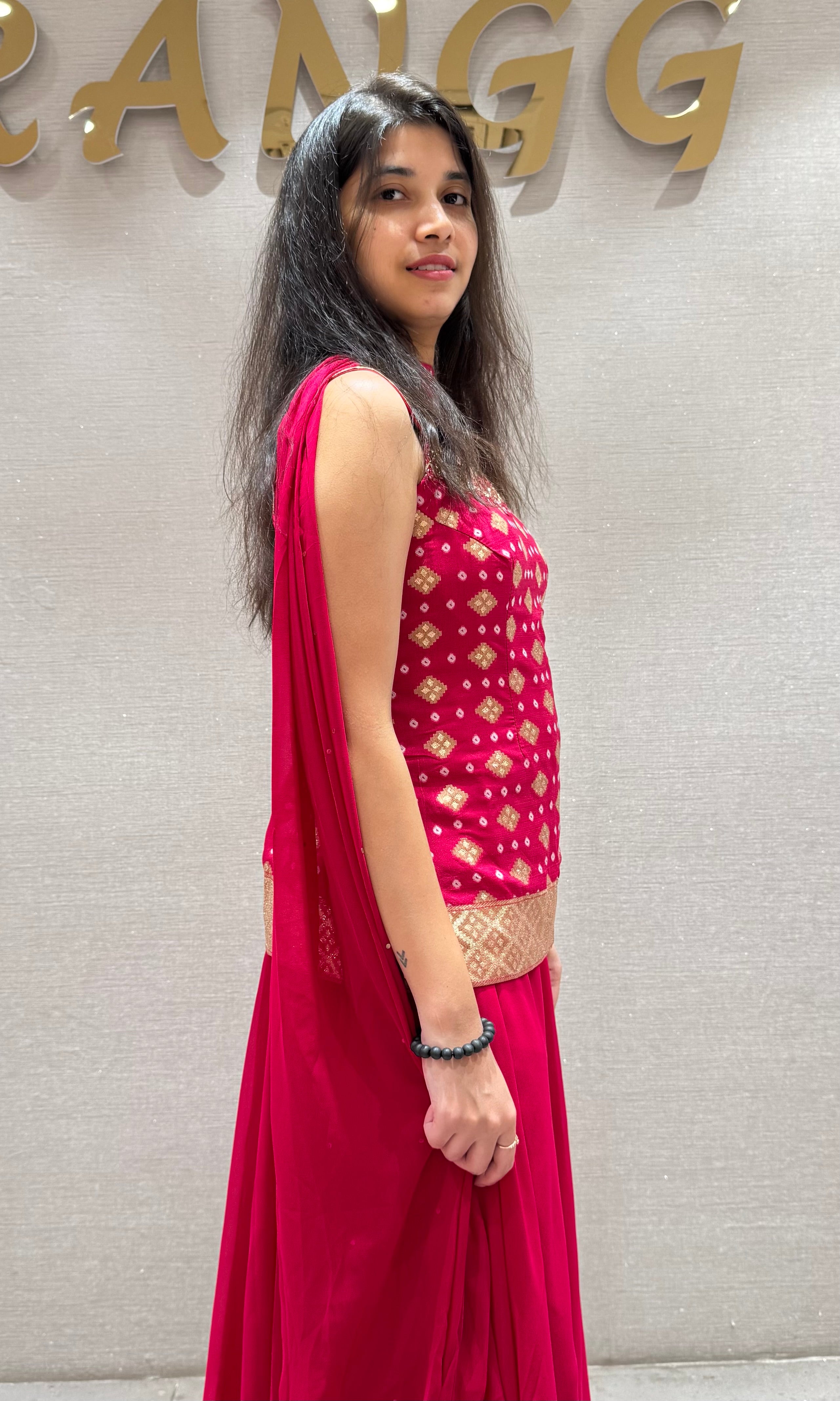 Rani pink EMBROIDERED SHARARA SET