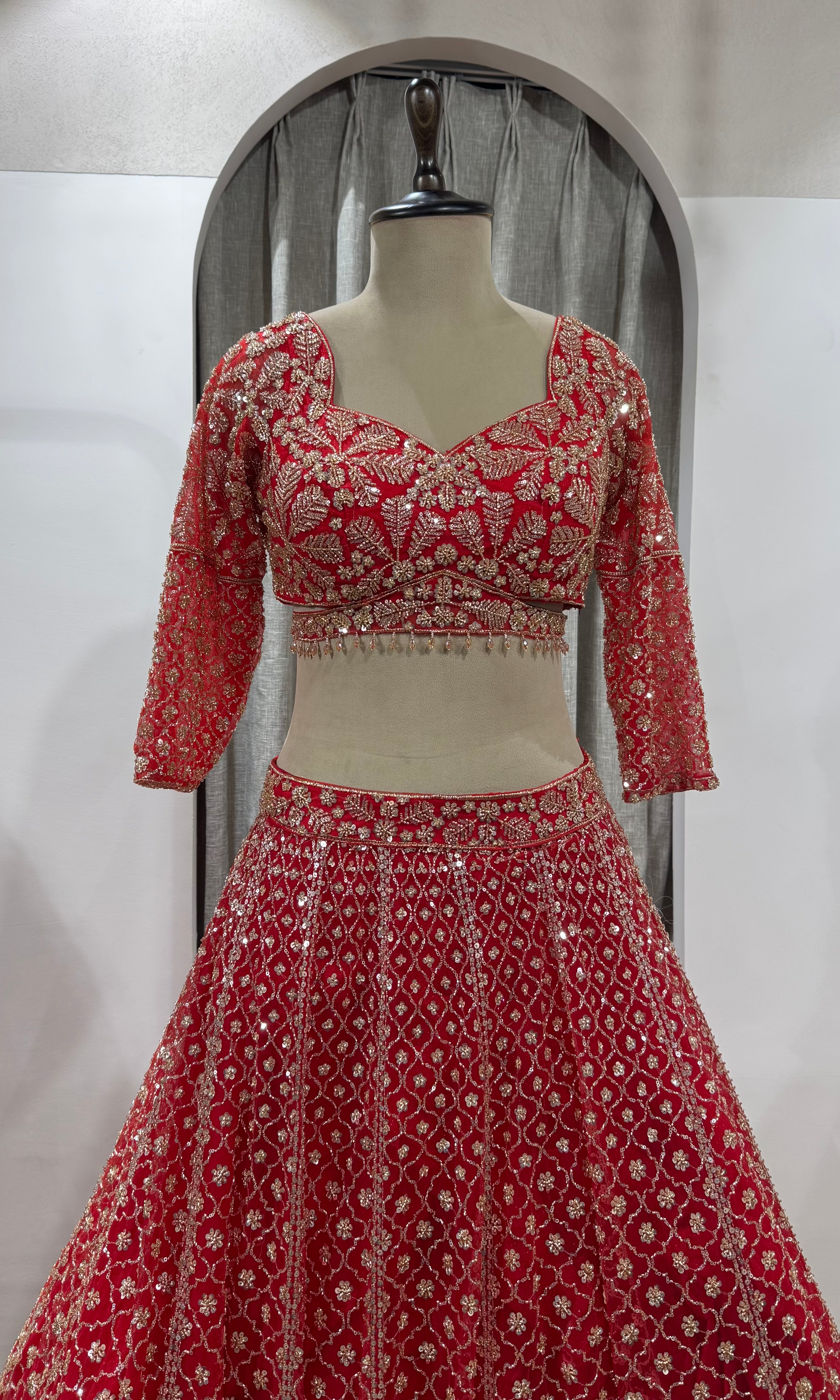 Royal Red Zardozi Ensemble LEHENGA