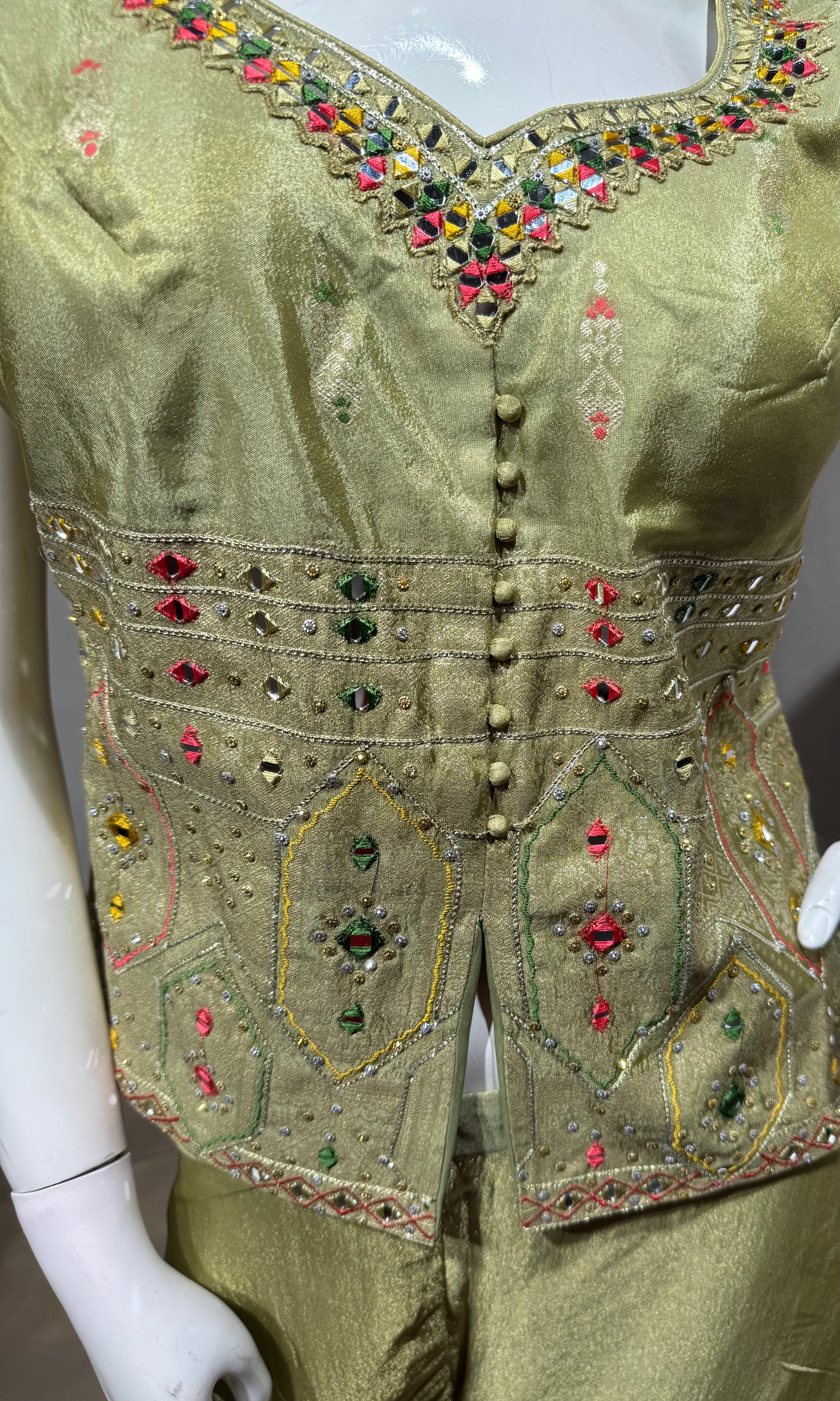 pista green embroidered palazzo set