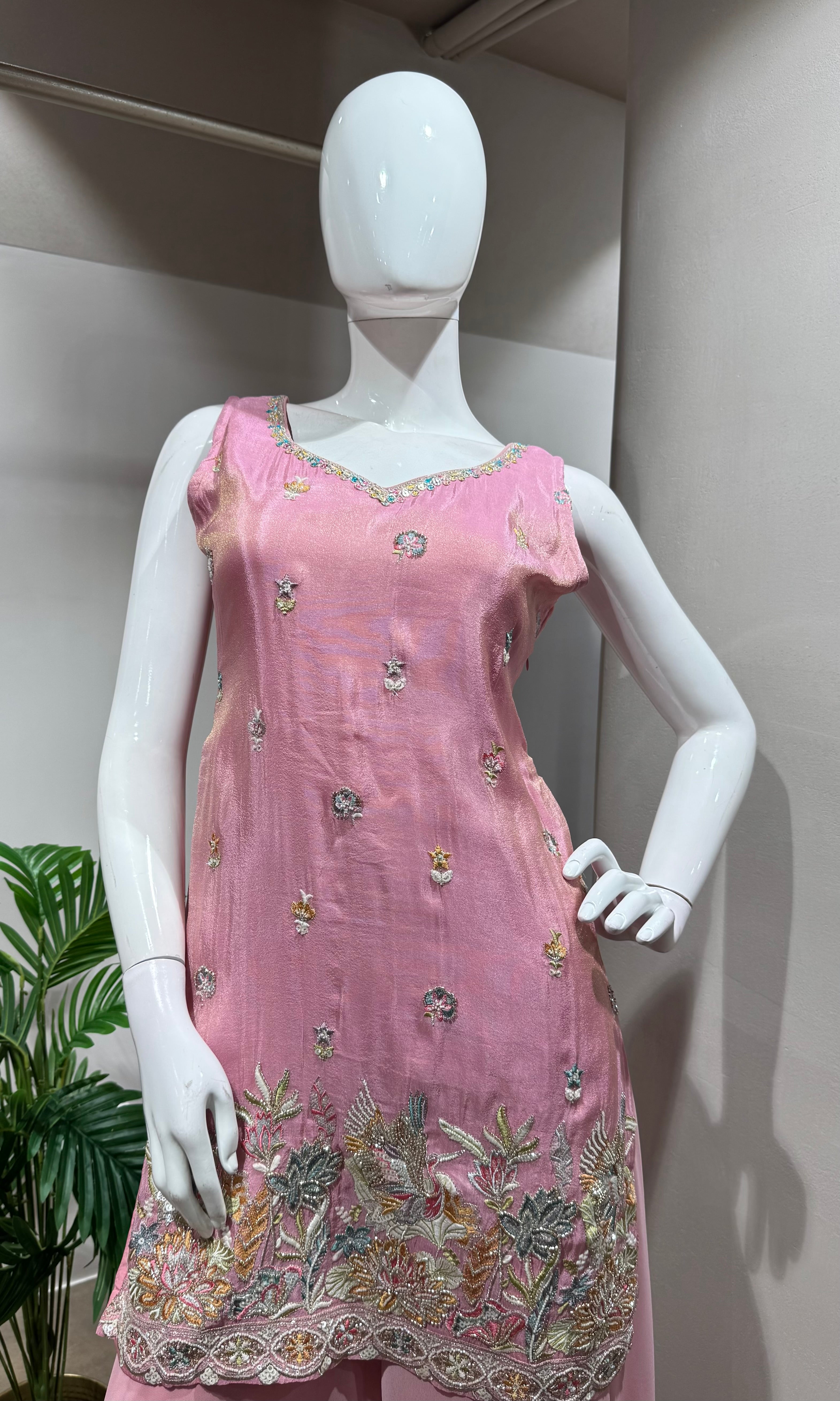BABY PINK Georgette Sharara set