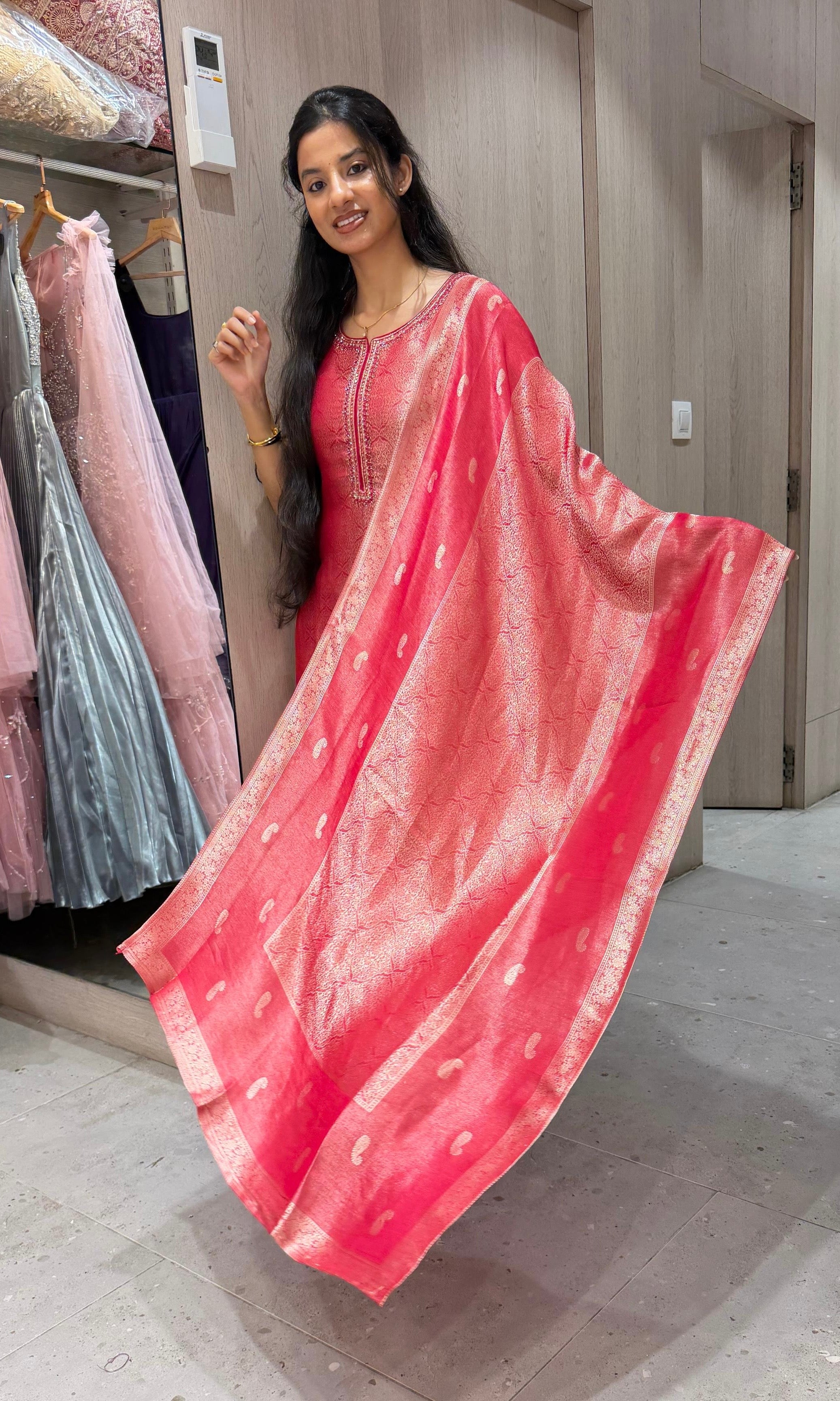 Rani pink ethnic kurta set with dupatta
