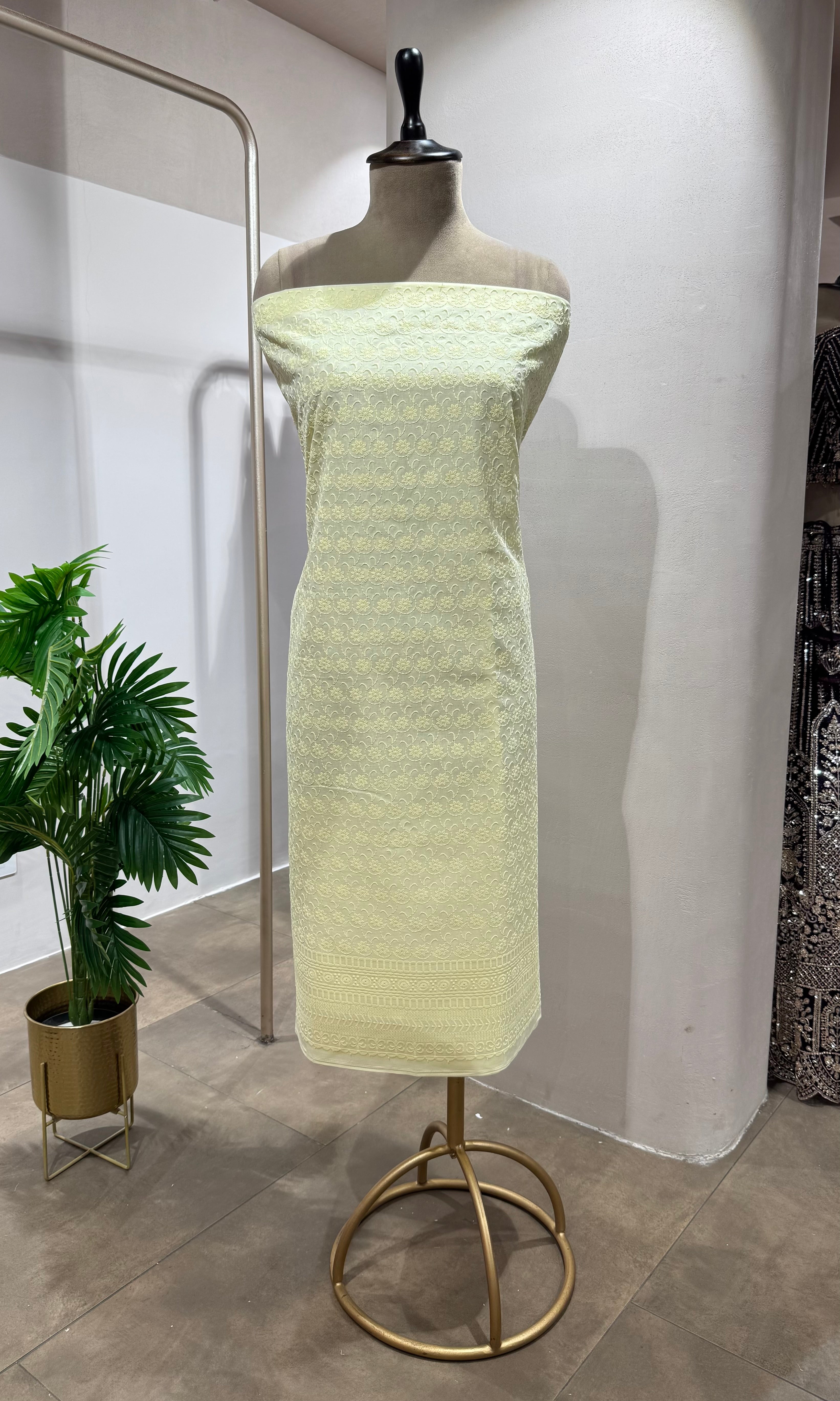 LIGHT YELLOW Georgette Dress Material