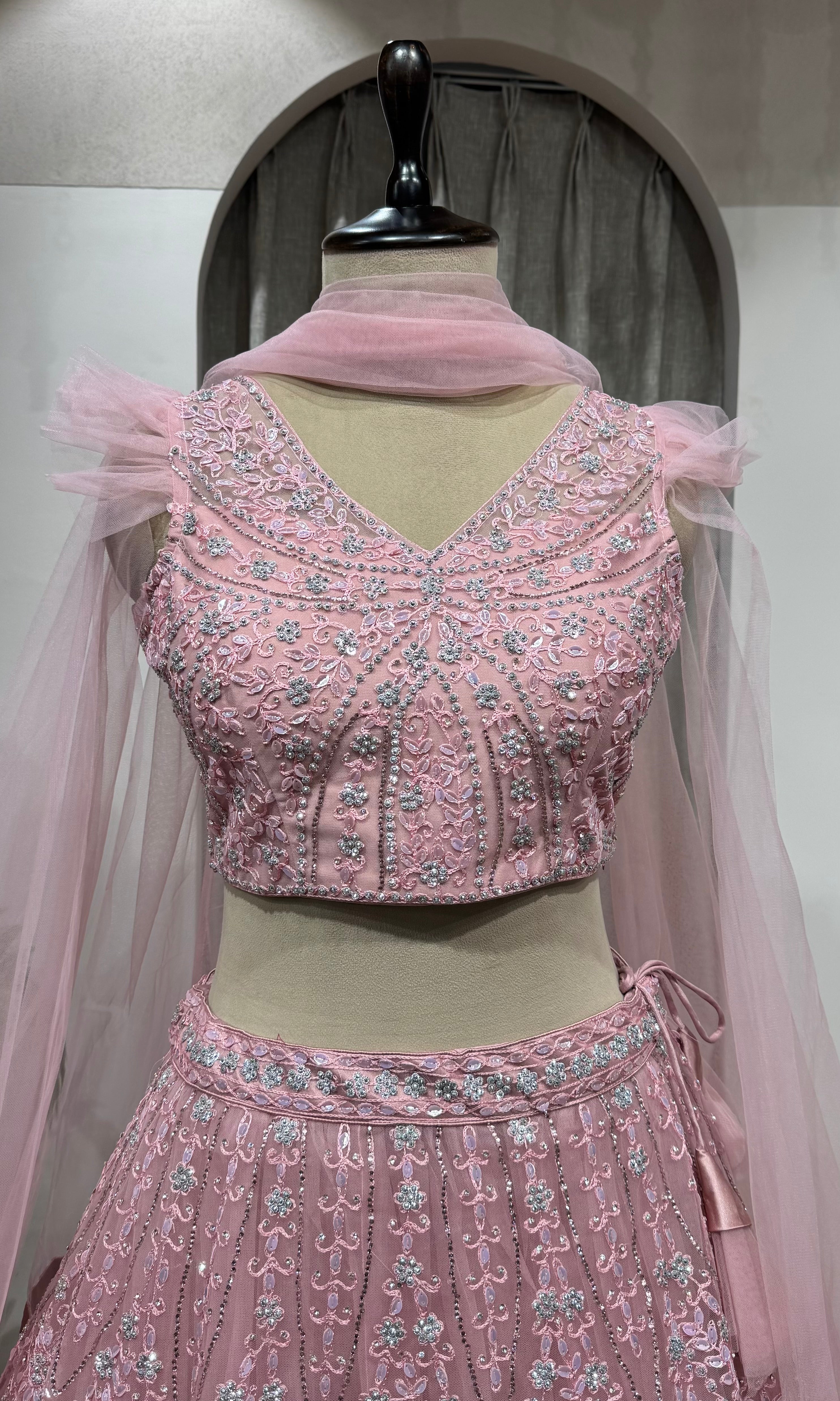 dusty rose pink lehenga crop top lehenga