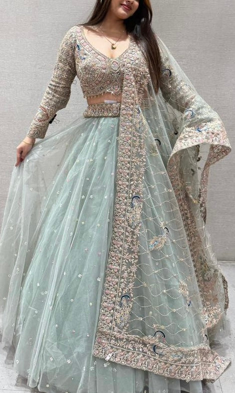 Pista green Lehenga