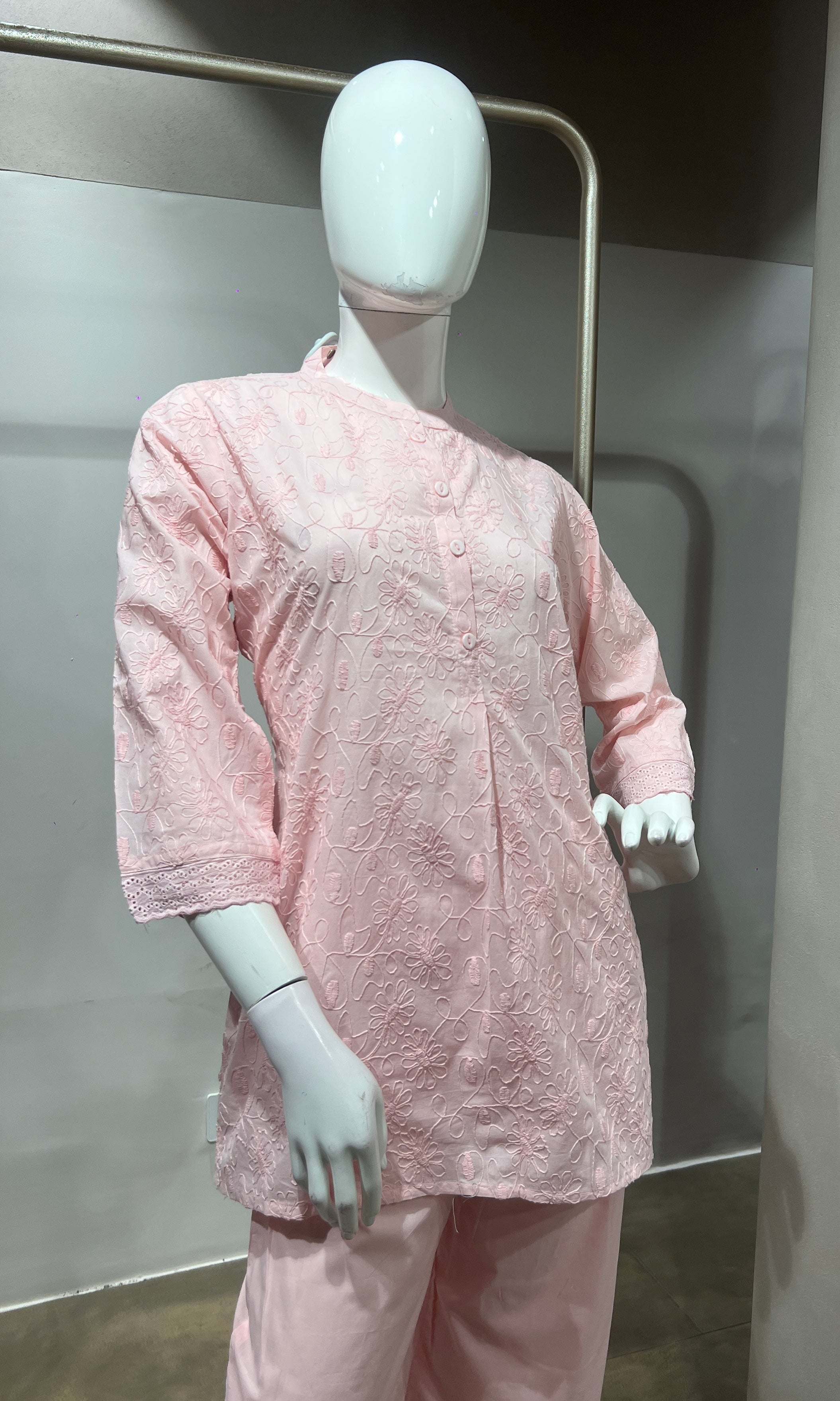 Baby pink Cotton Ethnic Co-ord Set