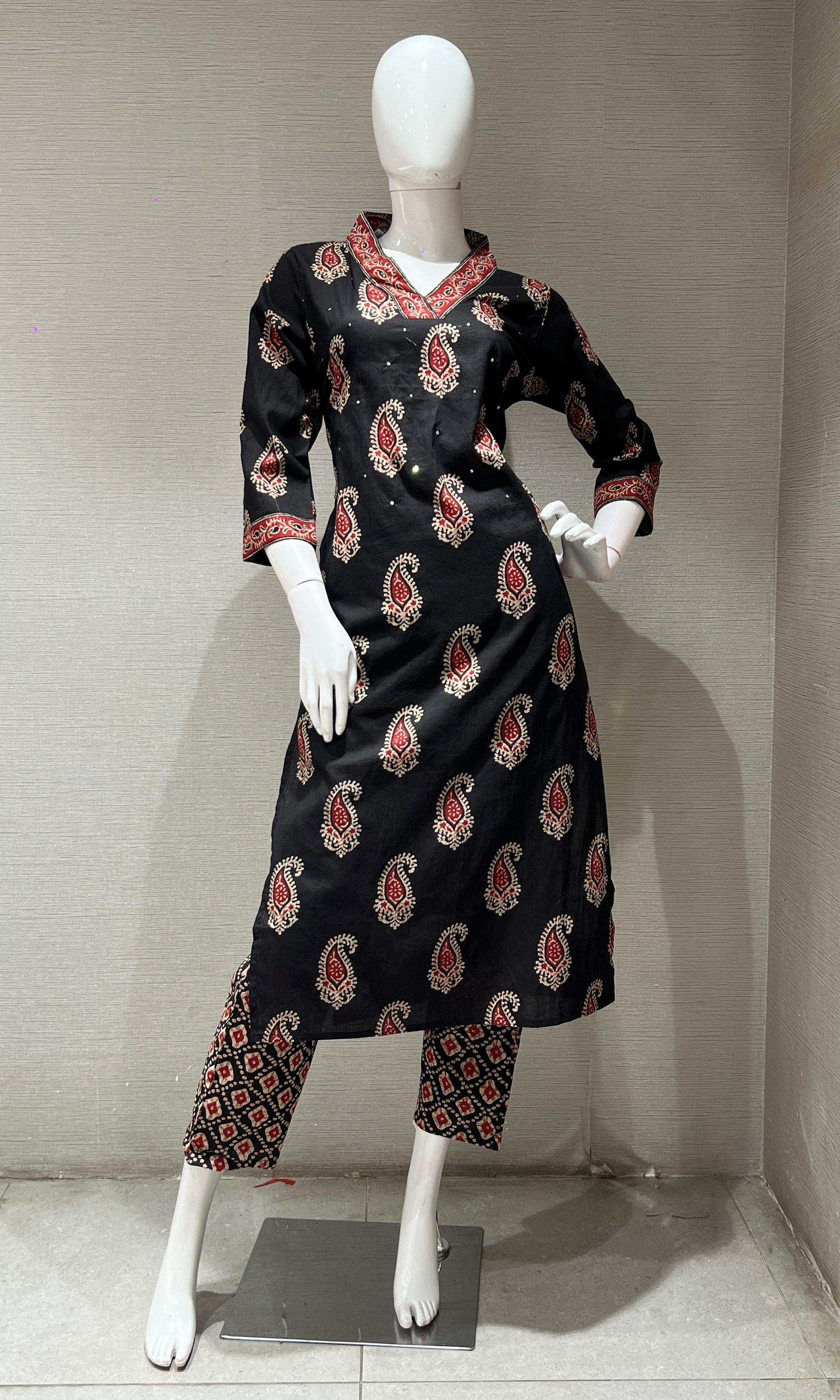 Black ETHNIC PRINT kurta set