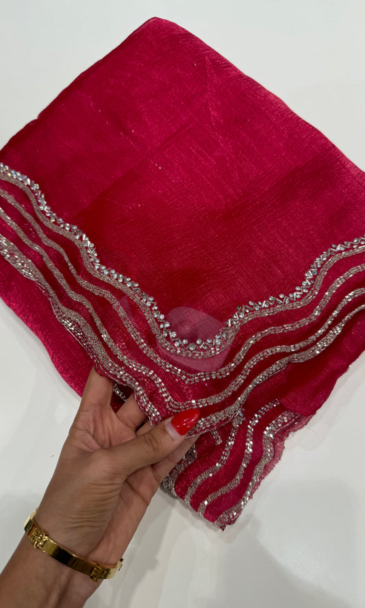 Pink saree 7777