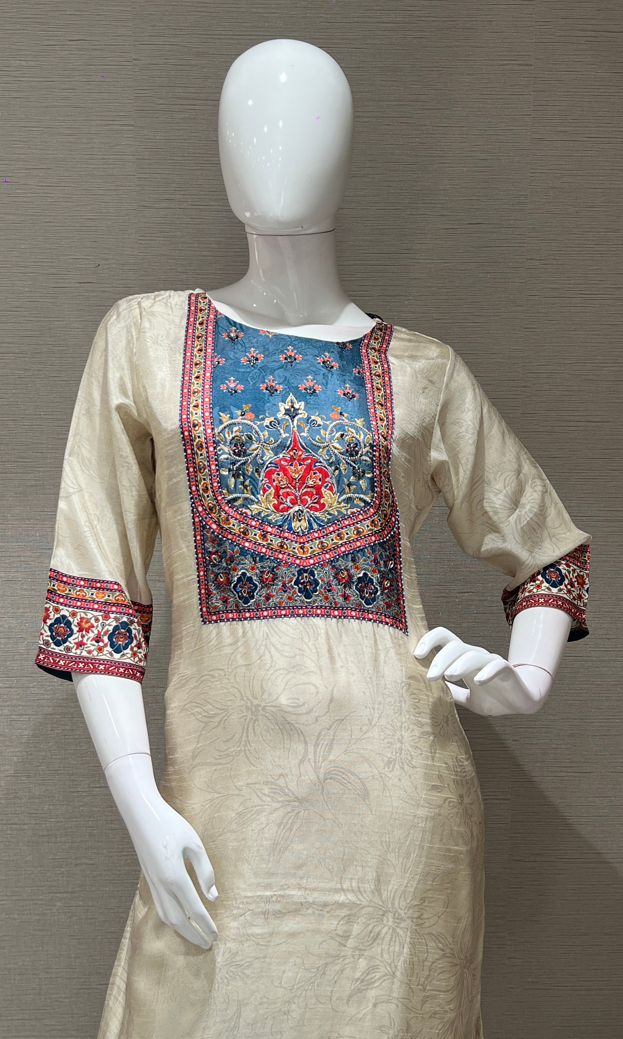 Elegant Cream Digital Print kurta set