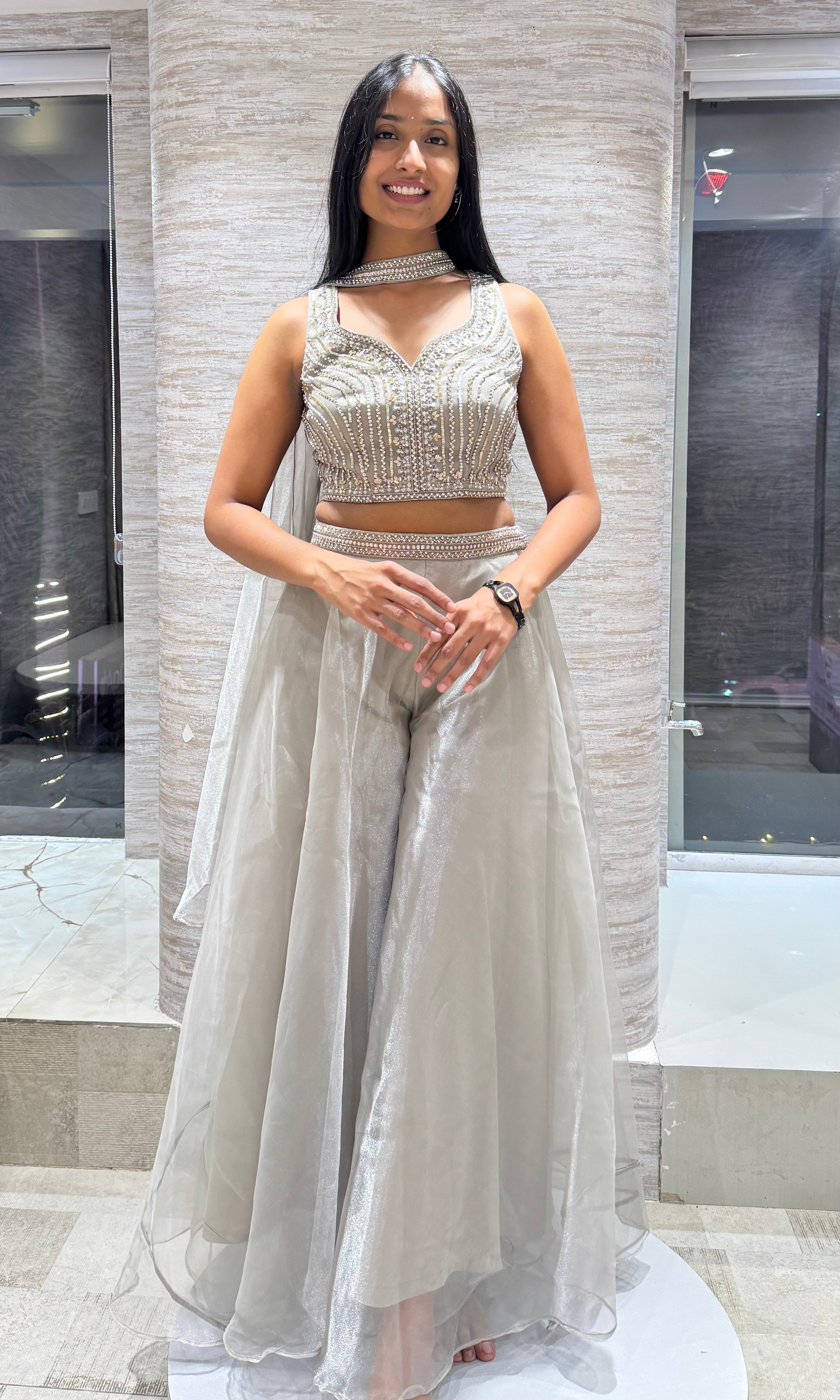 Silver Grey Embellished palazzo