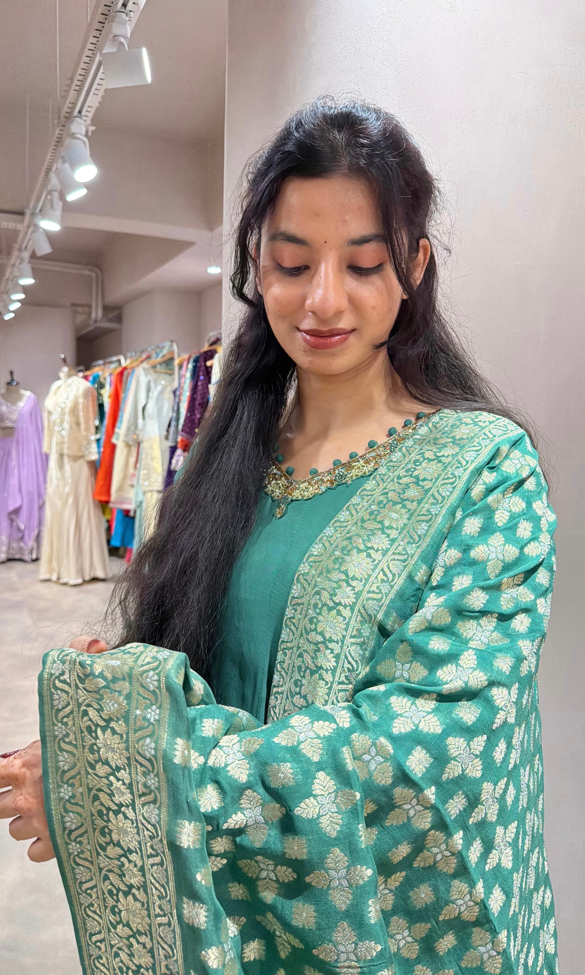 Green GOLDEN ETHNIC ANARKALI SET Green GOLDEN ETHNIC ANARKALI SET