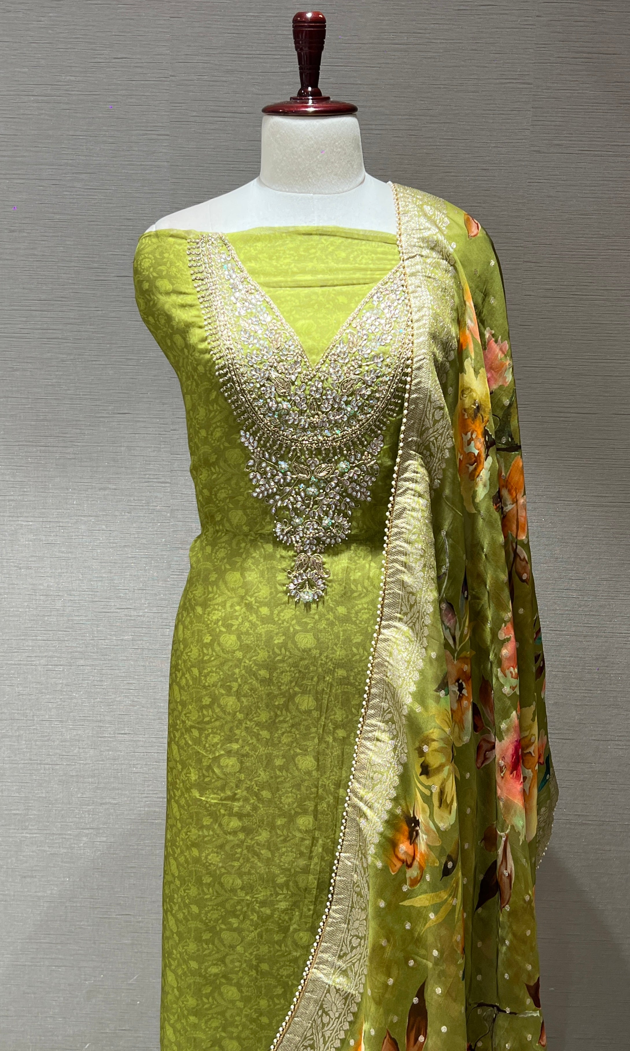 Green dress material
