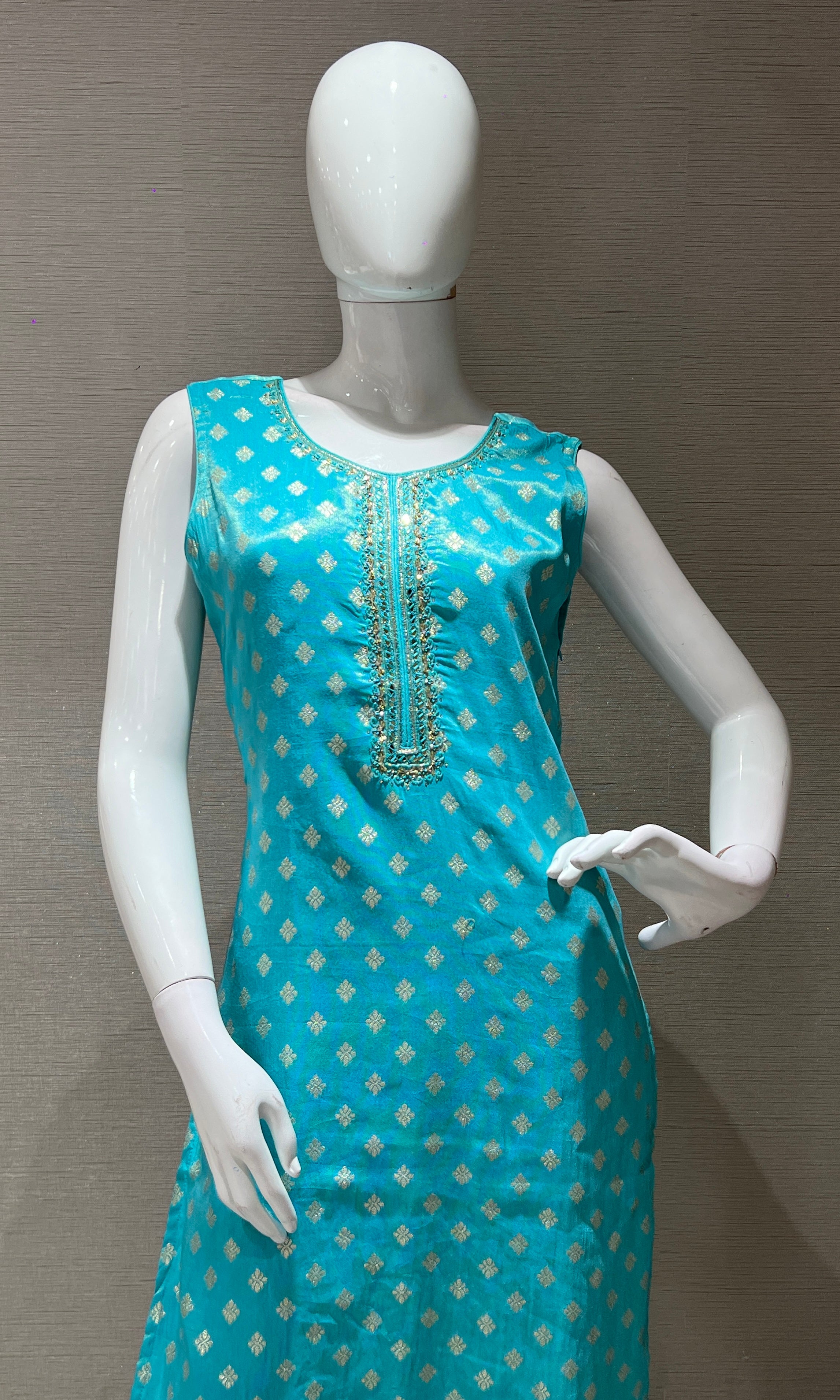 Sea Blue Banarasi EMBROIDERED Kurta Set