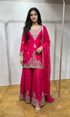 Rani Pink Silk Embroidered Sharara Set