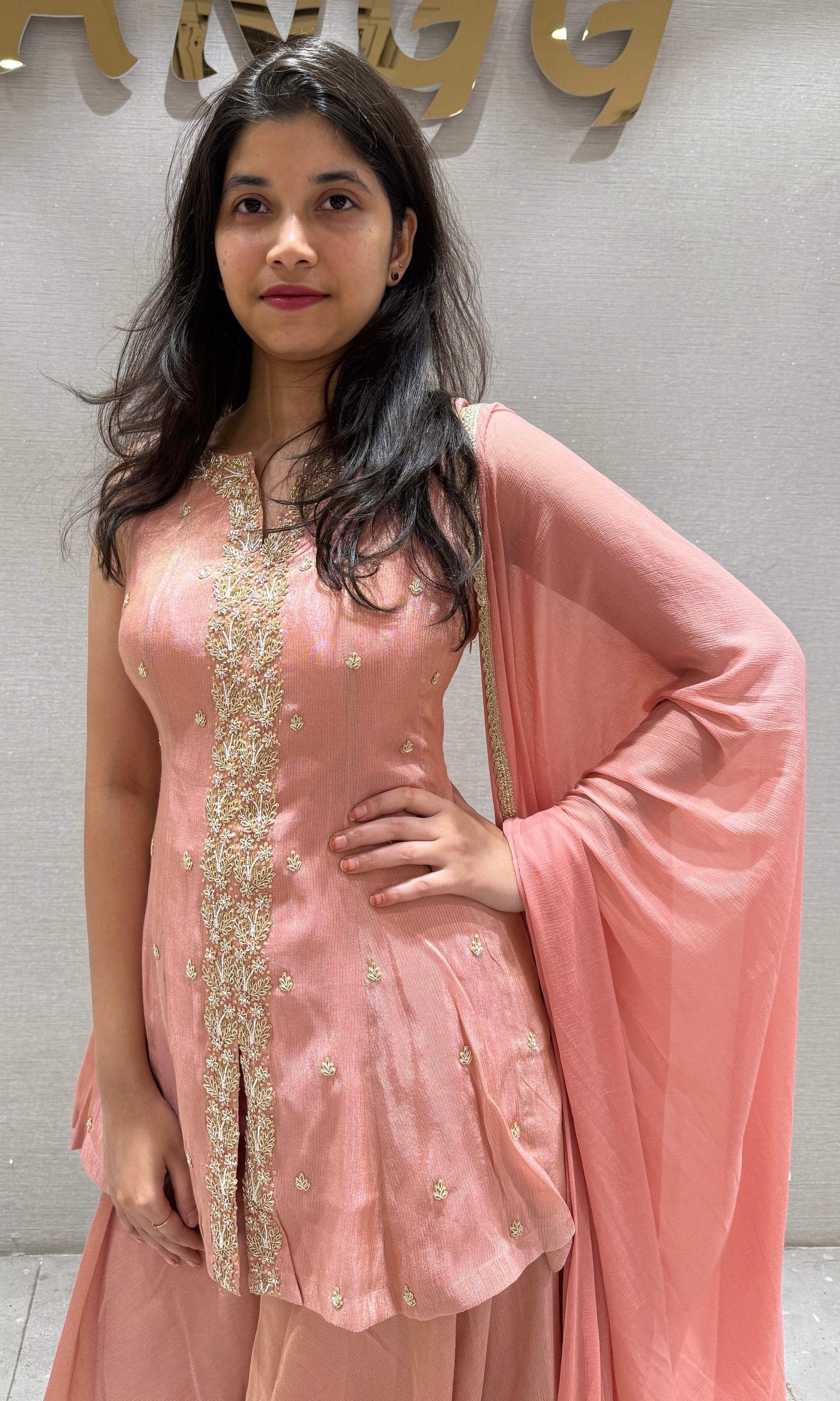 Peachy peplum palazzo set